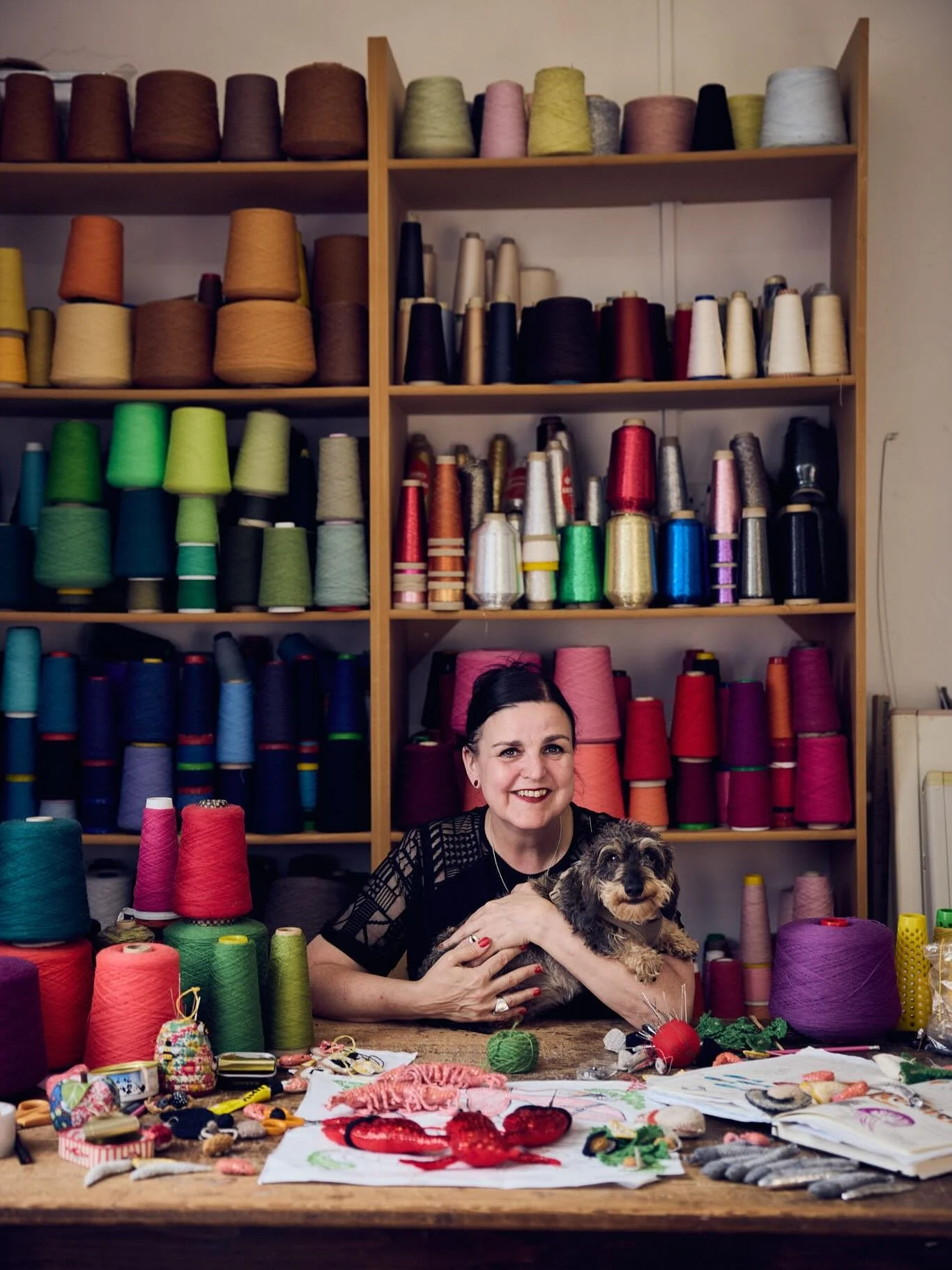 September is London Textile Month &lsquo;a month long celebration of cloth, craft and culture&rsquo; &amp; British textile artist @kjcardigan (shown in her Brighton studio with dachshund @dilysthegreat ) is working on some very special projects launc