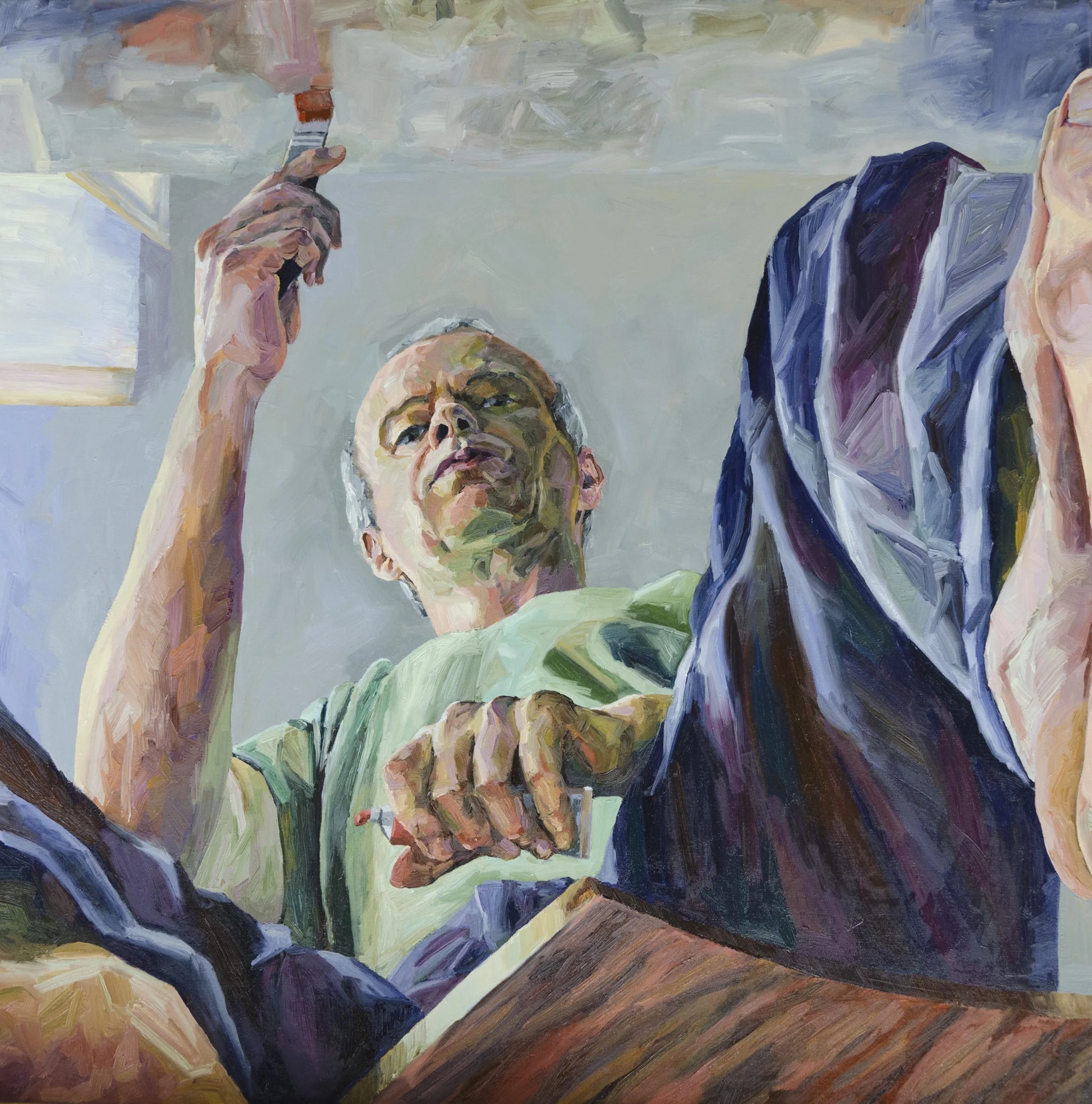 Self portrait over a mirror