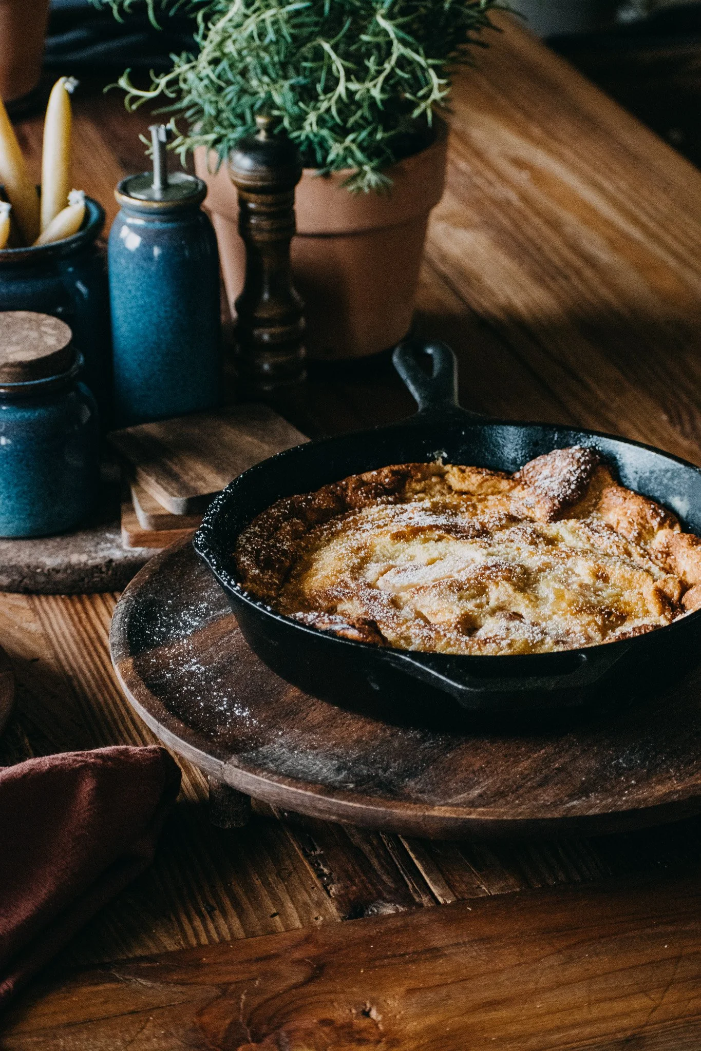 Lodge cast iron pan skillet filled with French baking recipe
