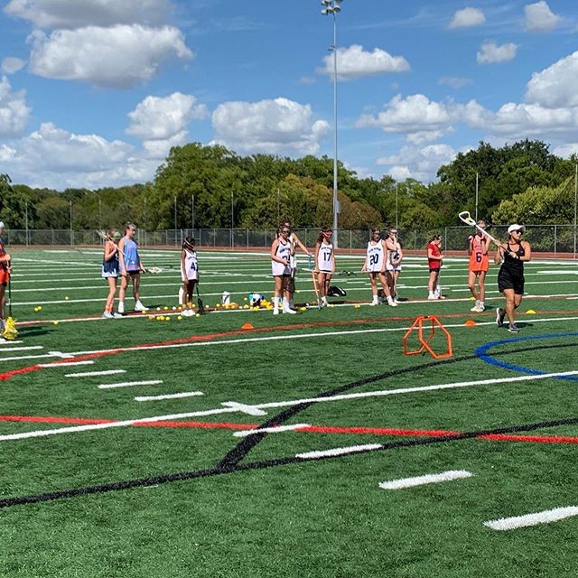 Beautiful day for Coach Ross’ youth clinic! Thanks to everyone who came out and to our high school players for all their help. #sticksup #generationtrojan
