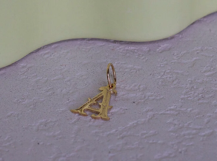 9ct Gold Gothic Letter Initial Pendant 
