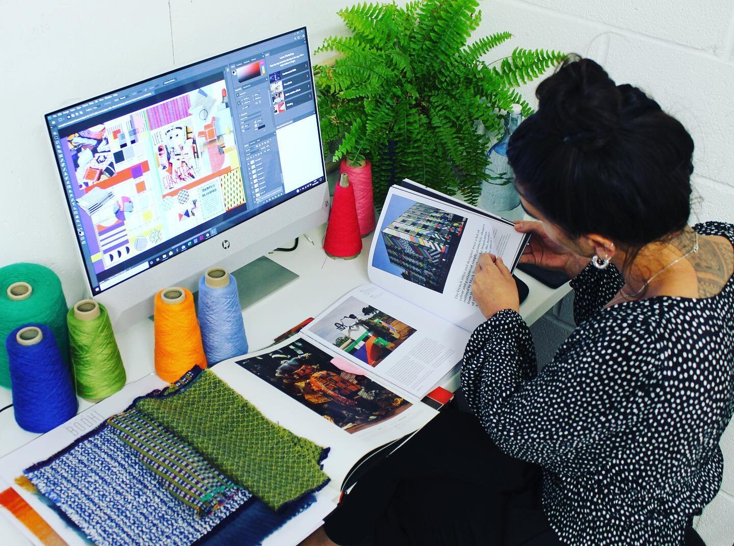 Tasha working hard in the studio 👩🏻&zwj;💻🧶 In response to covid-19 we are increasing our design consultancy and providing for clients online 🌏 #textiles #design #inspiration #interiors #fashion #fabrics #trend #style #studio #trendforcasting