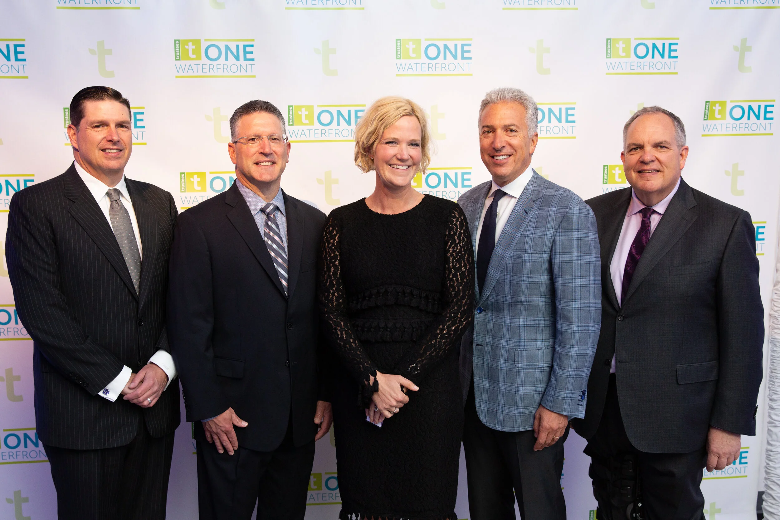 From left to right: Roger Crandall, MassMutual Chairman, President & CEO; Michael Woodall, Putnam Investments Chief of Operations & Boston Water and Sewer Commission Chairman of the Board; Barbara Erickson, Trustees President & CEO; John Farina, PwC Northeast Managing Partner; and Ronald O’Hanley, State Street Corporation President & CEO