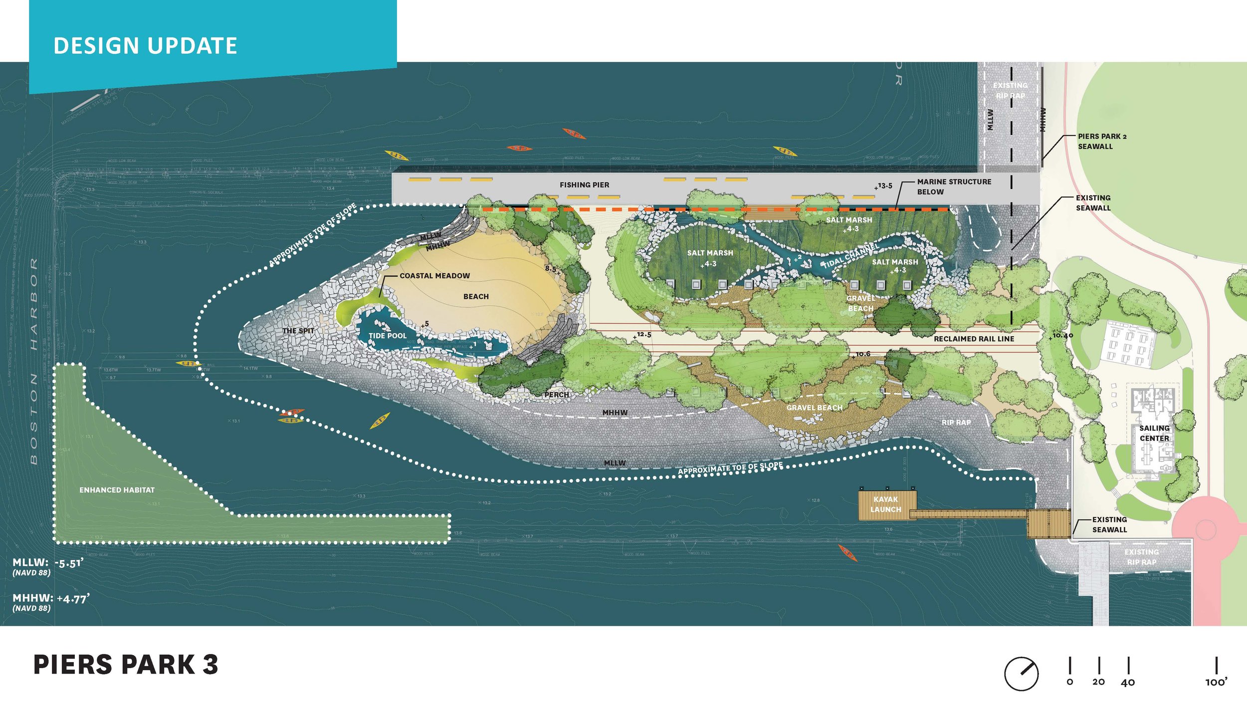 The third draft of a design for Piers Park III (MVVA, Inc. for The Trustees). 