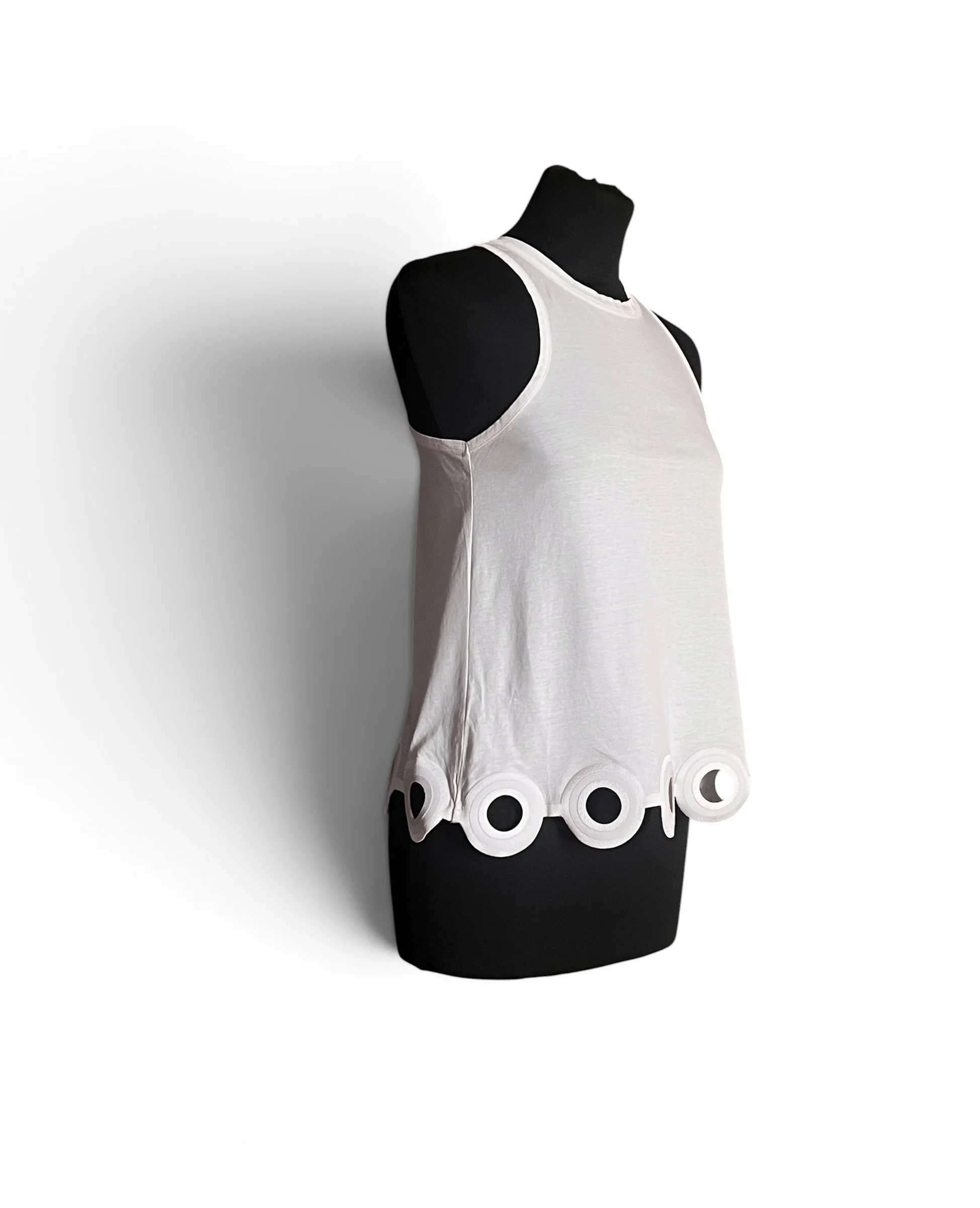 Carven Tank Top with Open Ring Circles