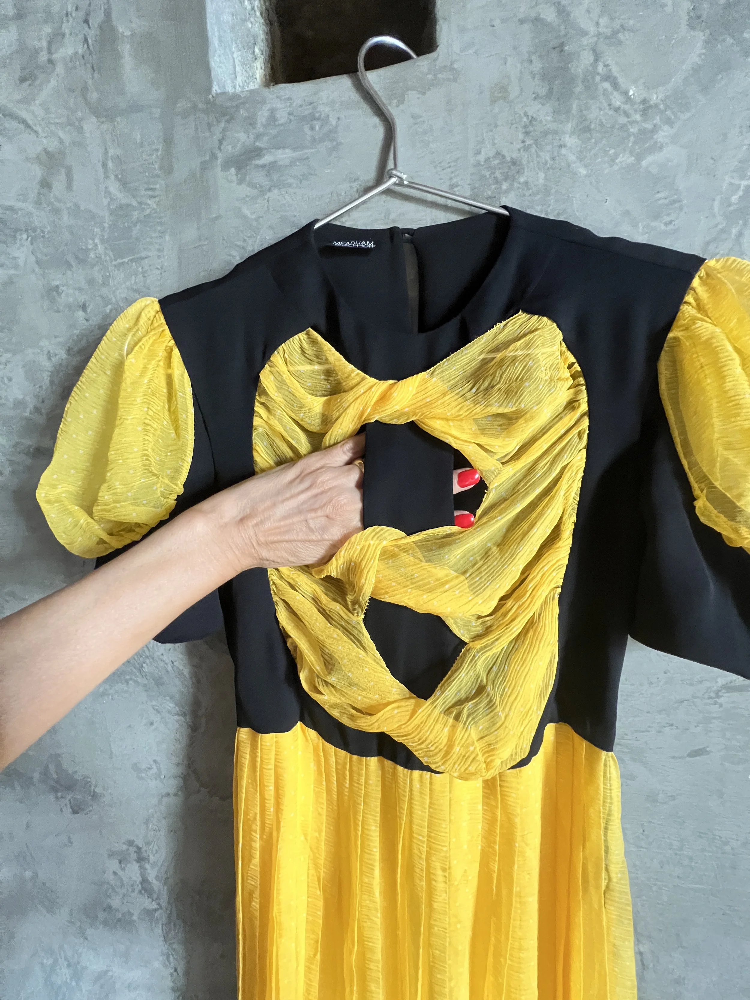 Meadham Kirchhoff Long Black & Yellow Lace Dress