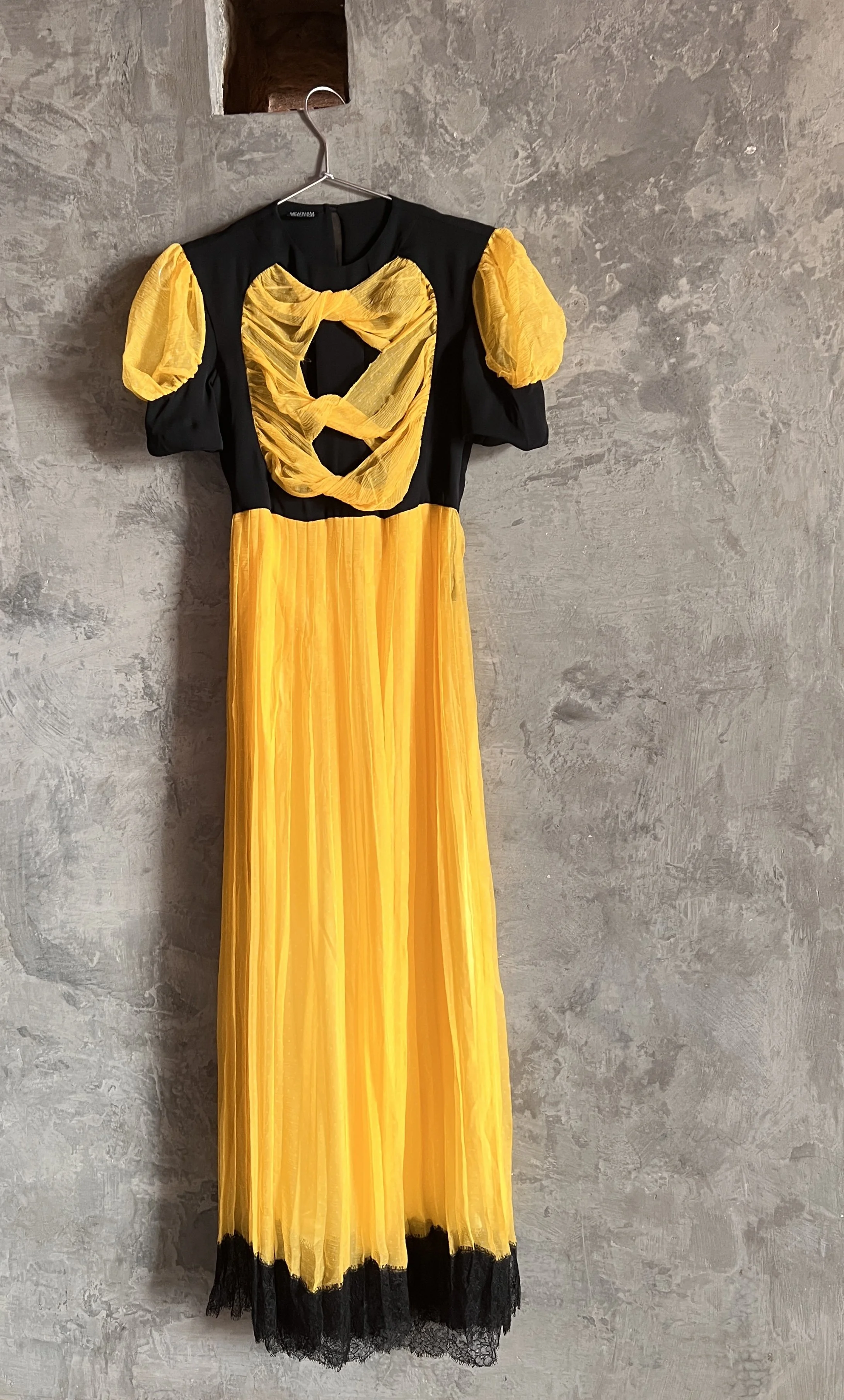 Meadham Kirchhoff Long Black & Yellow Lace Dress
