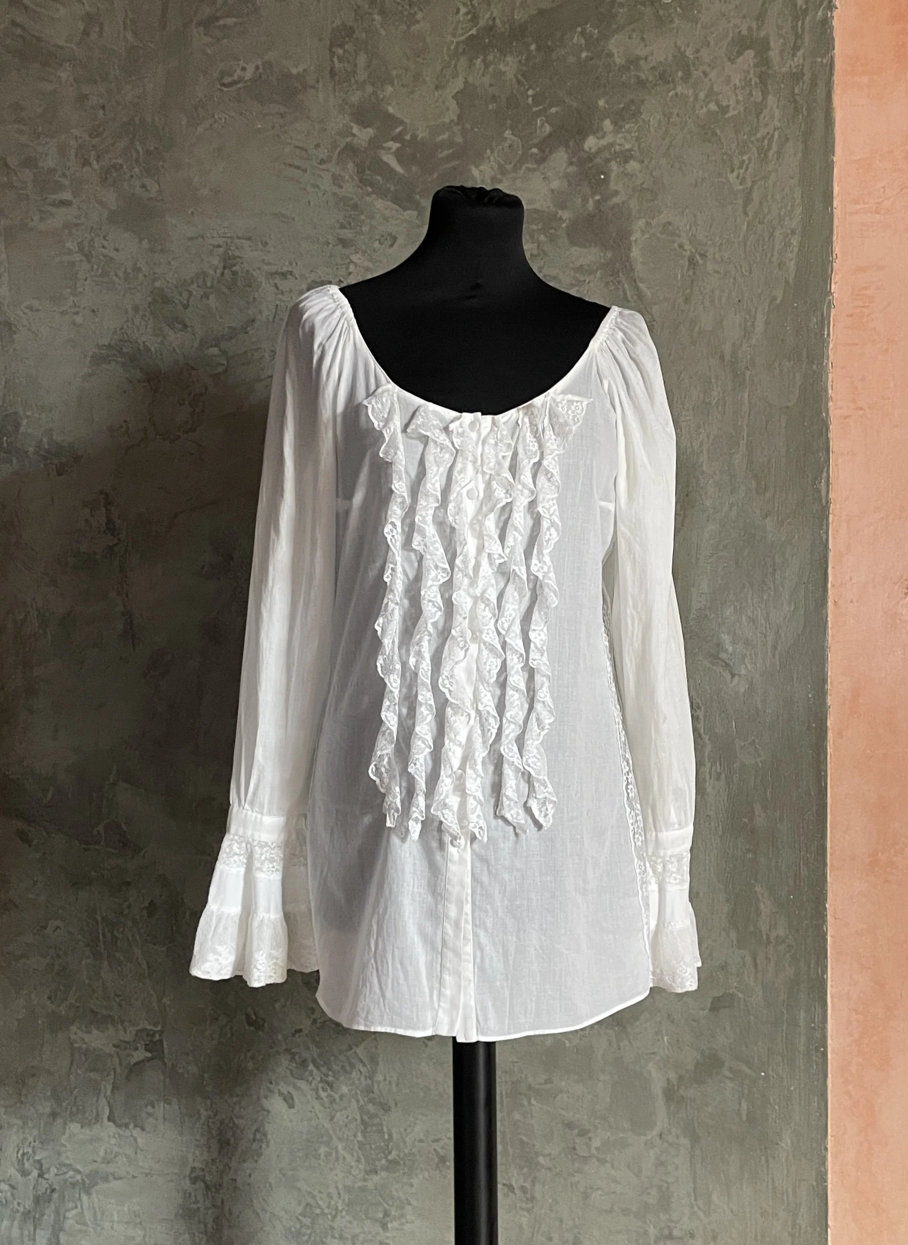Blumarine White Long Lace Shirt