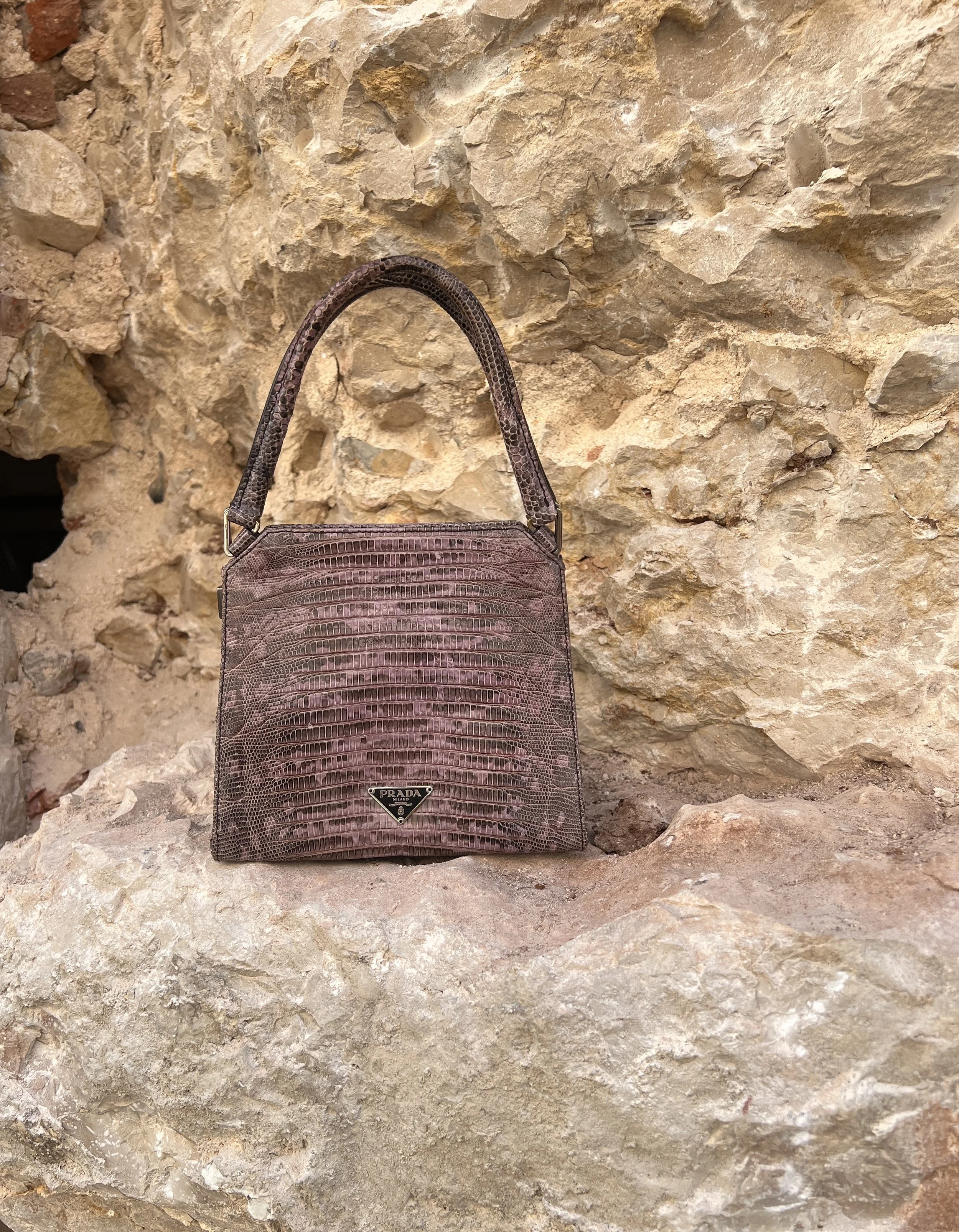 Prada Lilac Lizard Mini Top Handle Bag