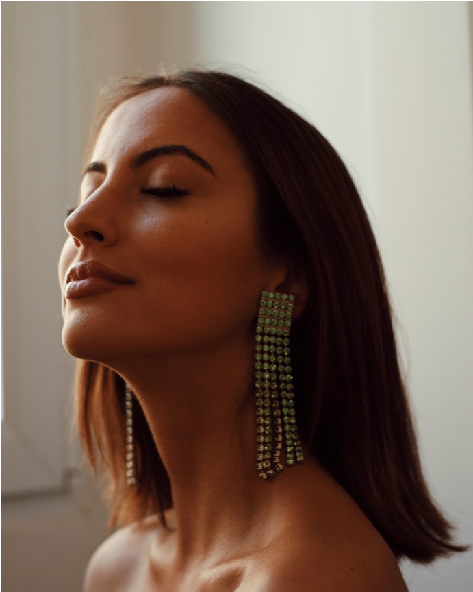Vintage cascade green crystal earrings