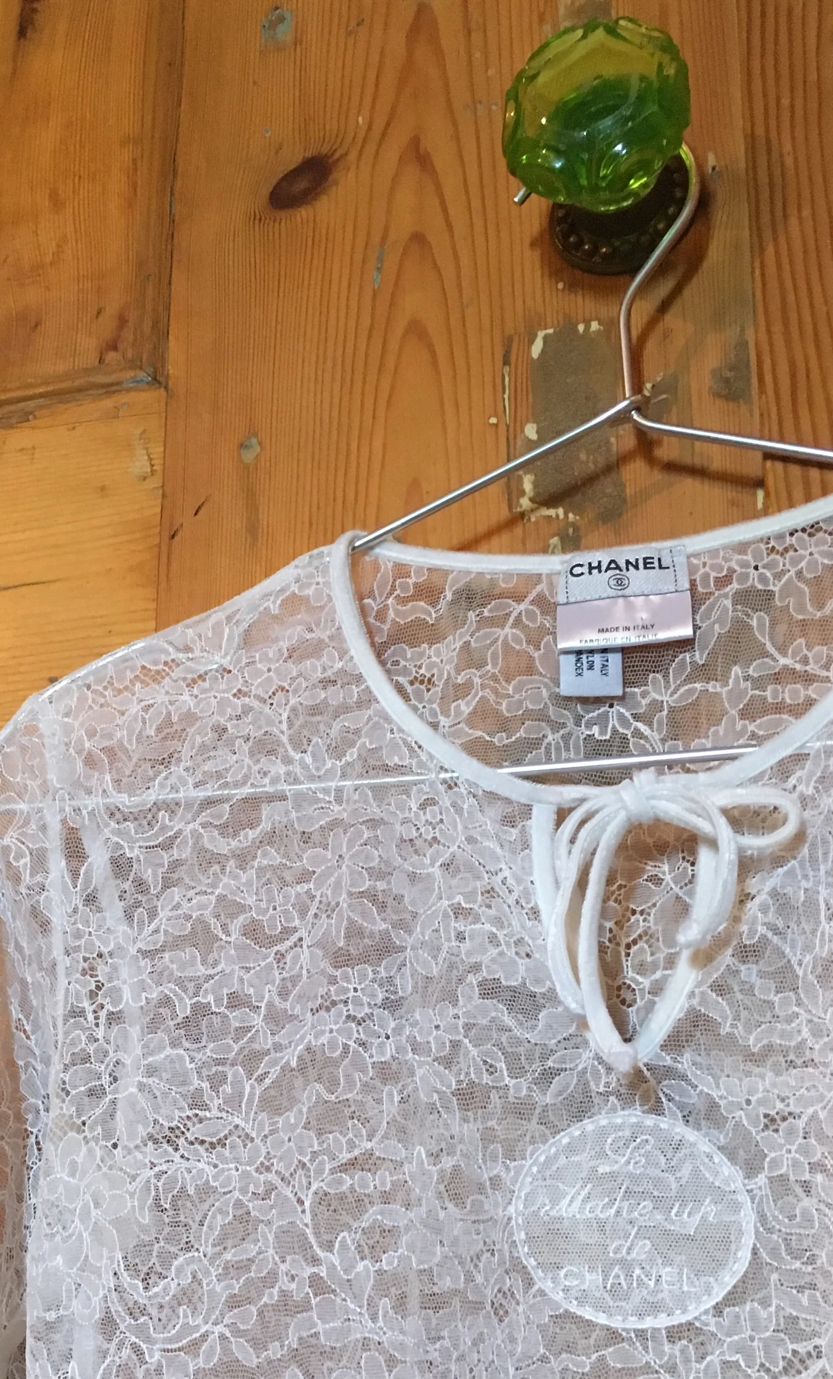 Chanel white lace top