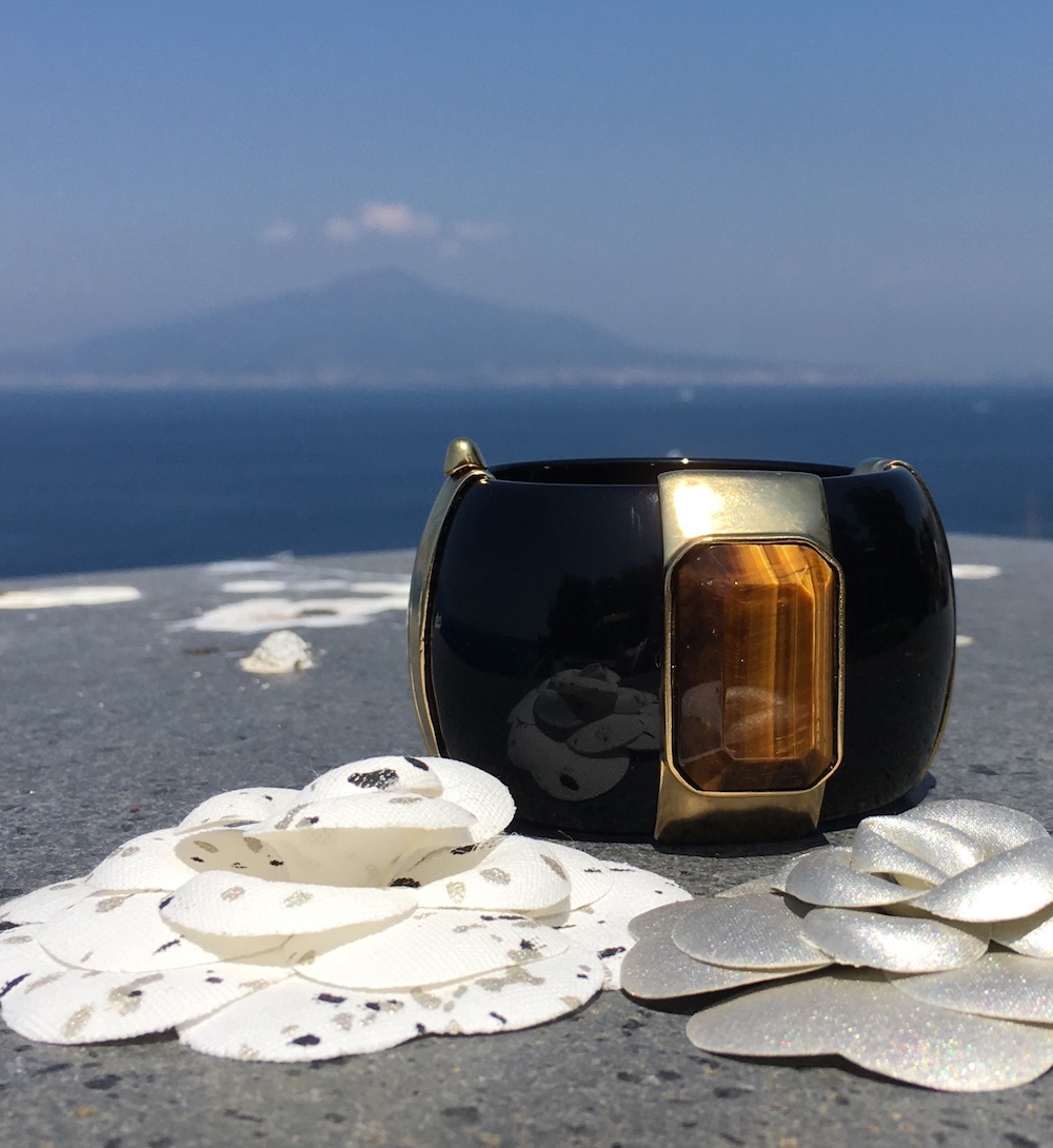 Goossens tiger’s eye &amp; resin hinged cuff