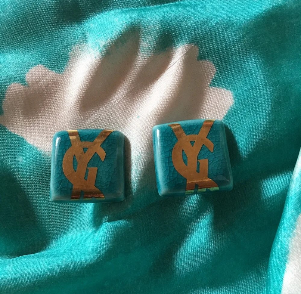 YSL vintage logo clip-on earrings