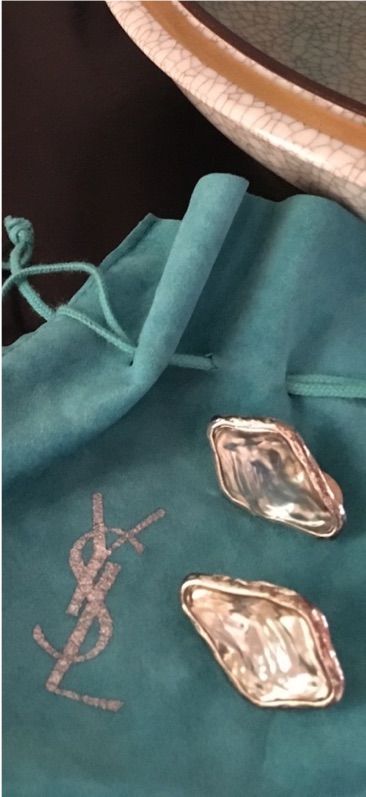 YSL vintage silver and resin clip-ons