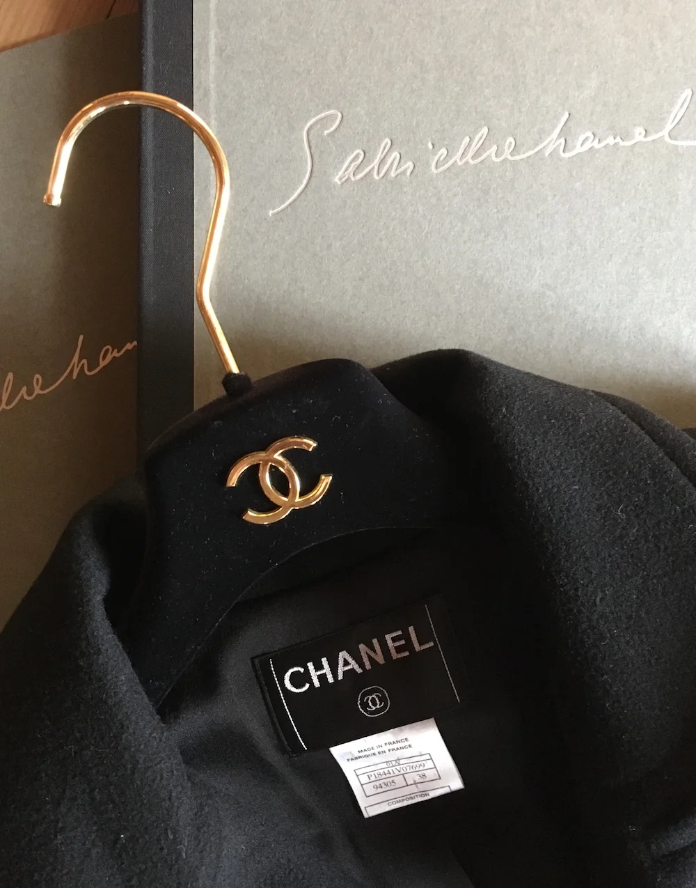 Chanel black cashmere long coat