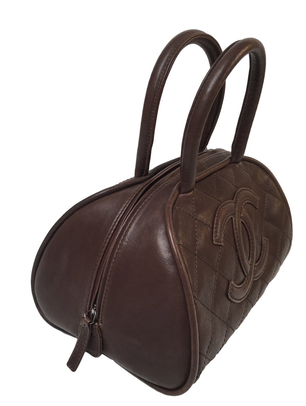 Chanel brown bowling handbag — Mia Luxury Vintage