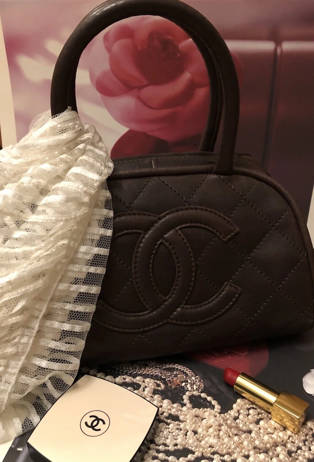 Chanel brown bowling handbag