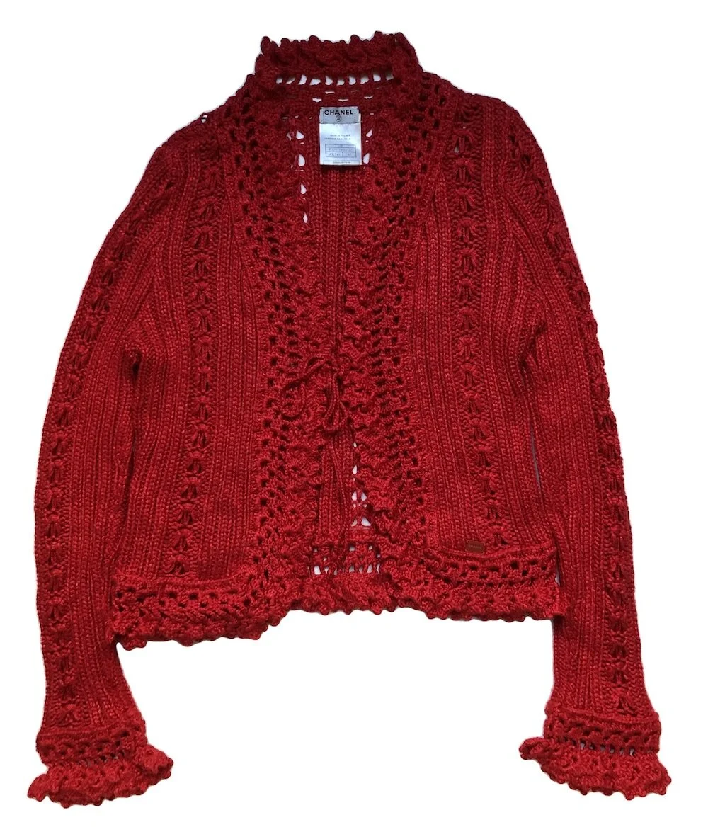 Chanel knitwear red cardigan — Mia Luxury Vintage