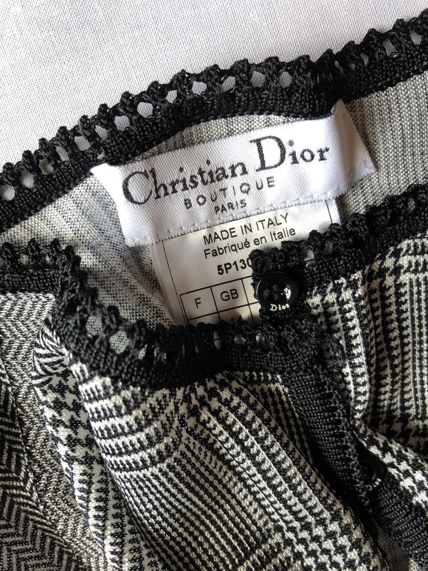De kamer schoonmaken Lach japon Christian Dior Pied-de-poule Blouse — Mia Luxury Vintage