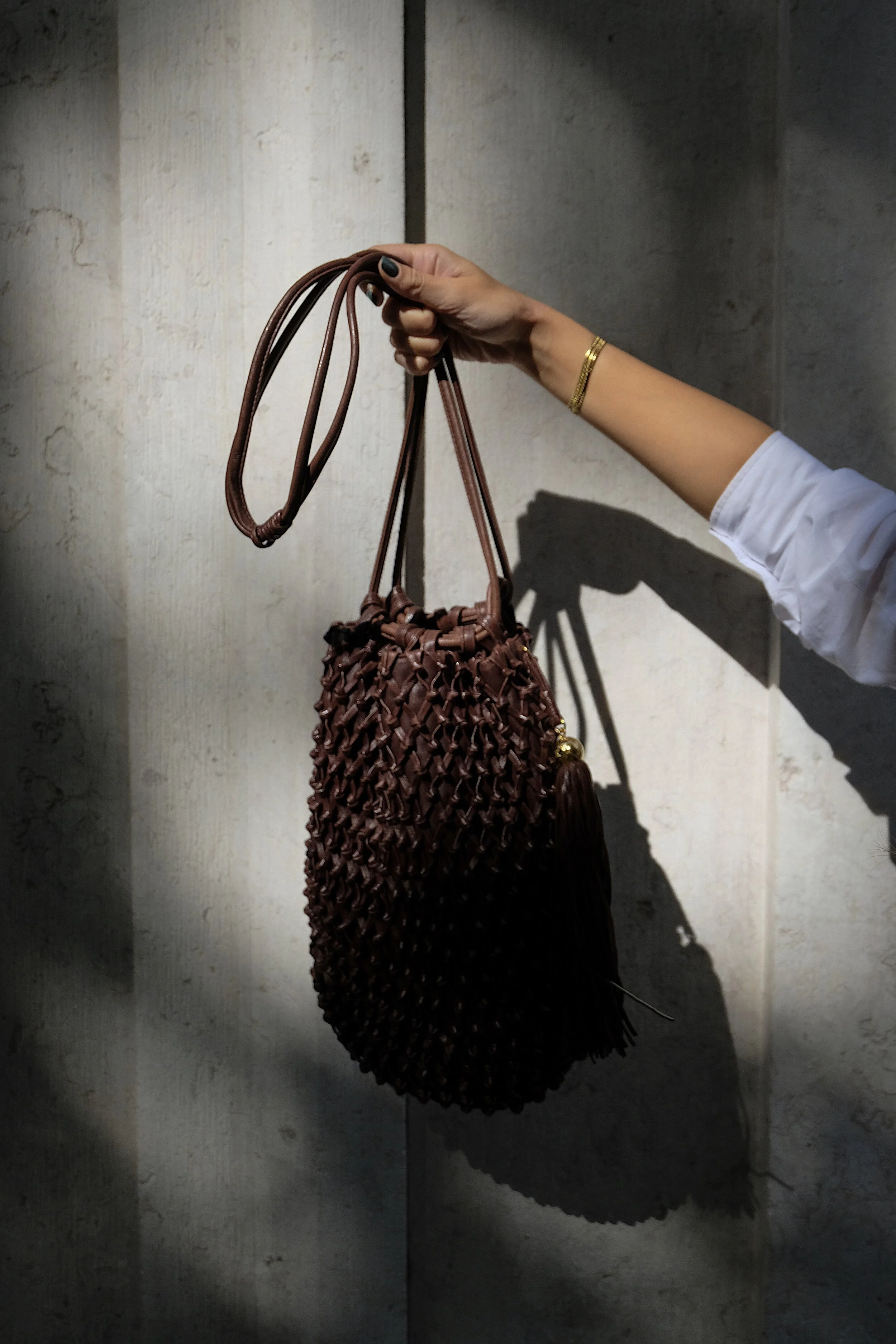 Chanel Brown Leather Macramé Bucket