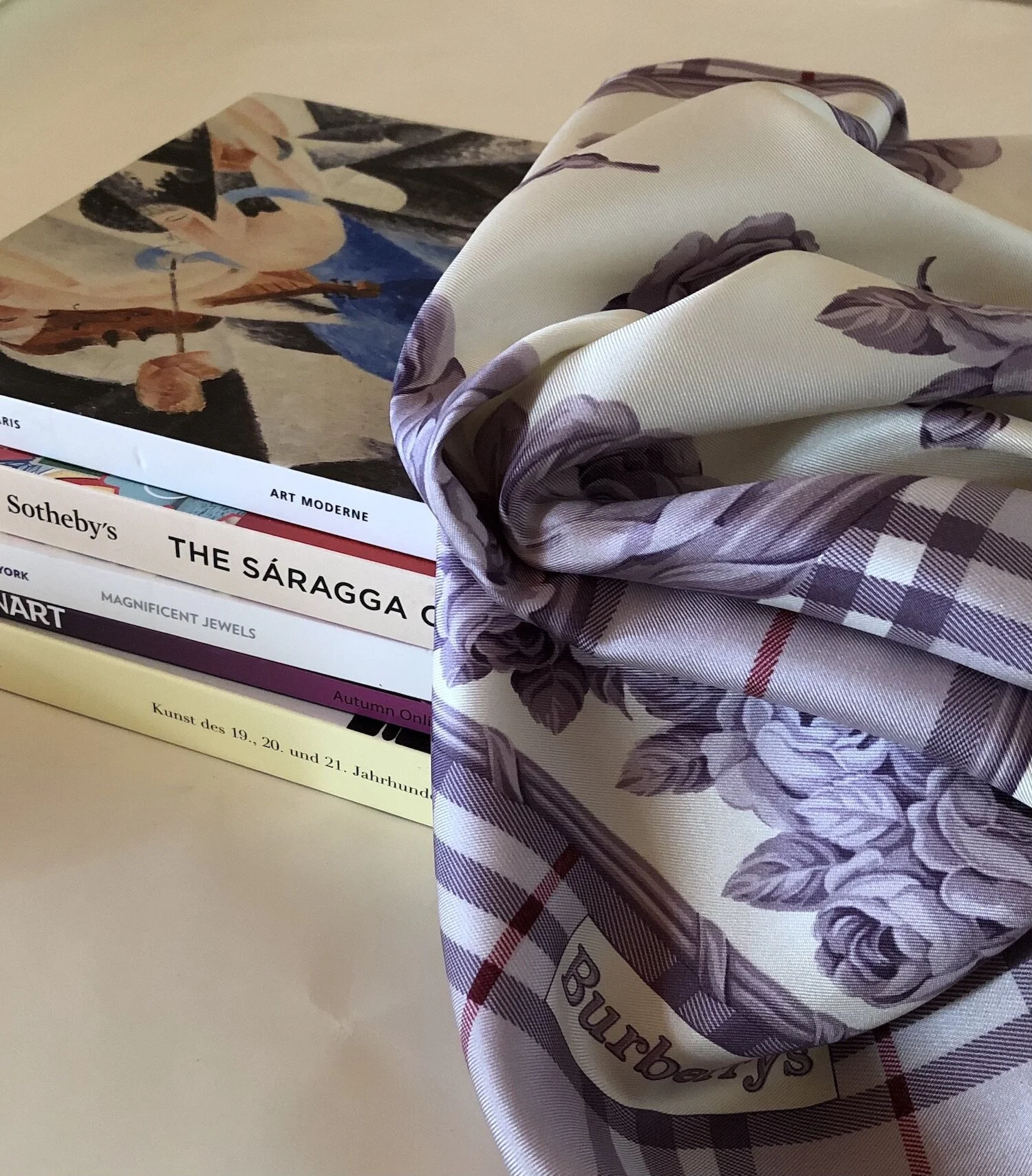 Burberrys Vintage Check &amp; Roses Silk Scarf