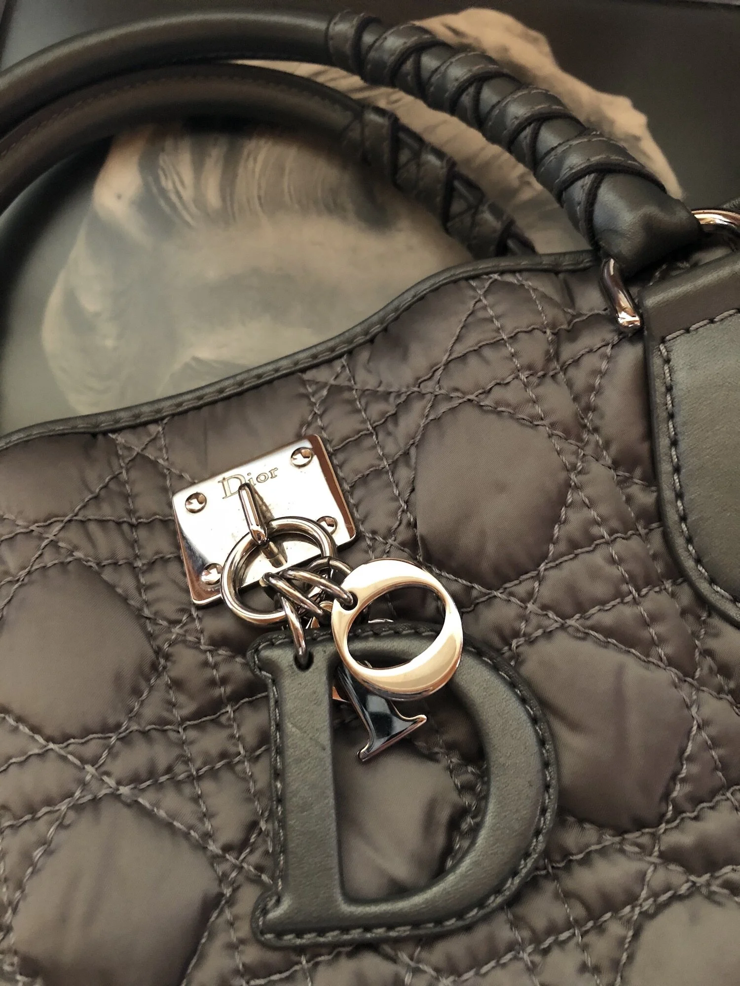 Dior Grey Satin Cannage Handbag