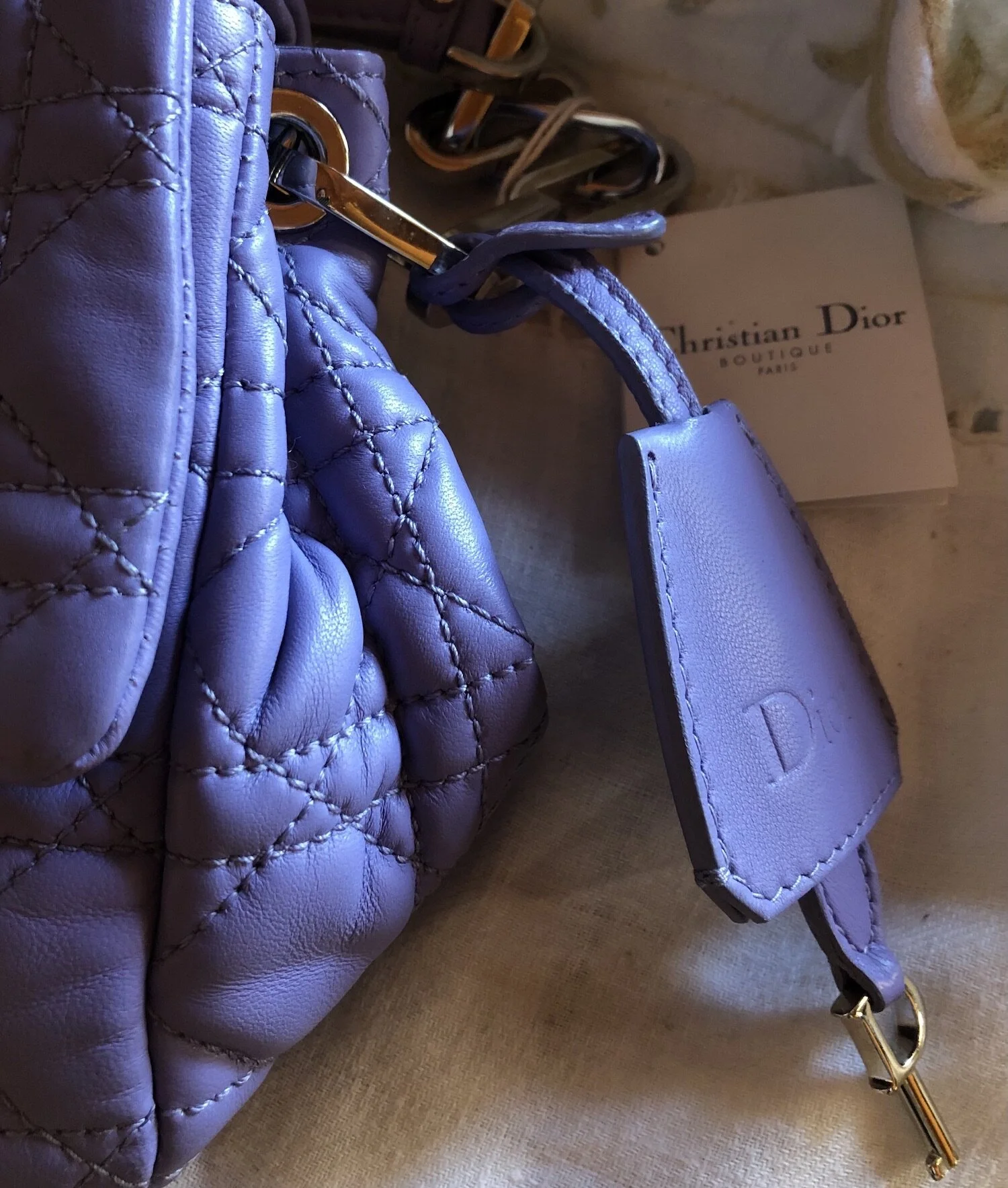 Dior Lilac Cannage New Lock Flap Bag