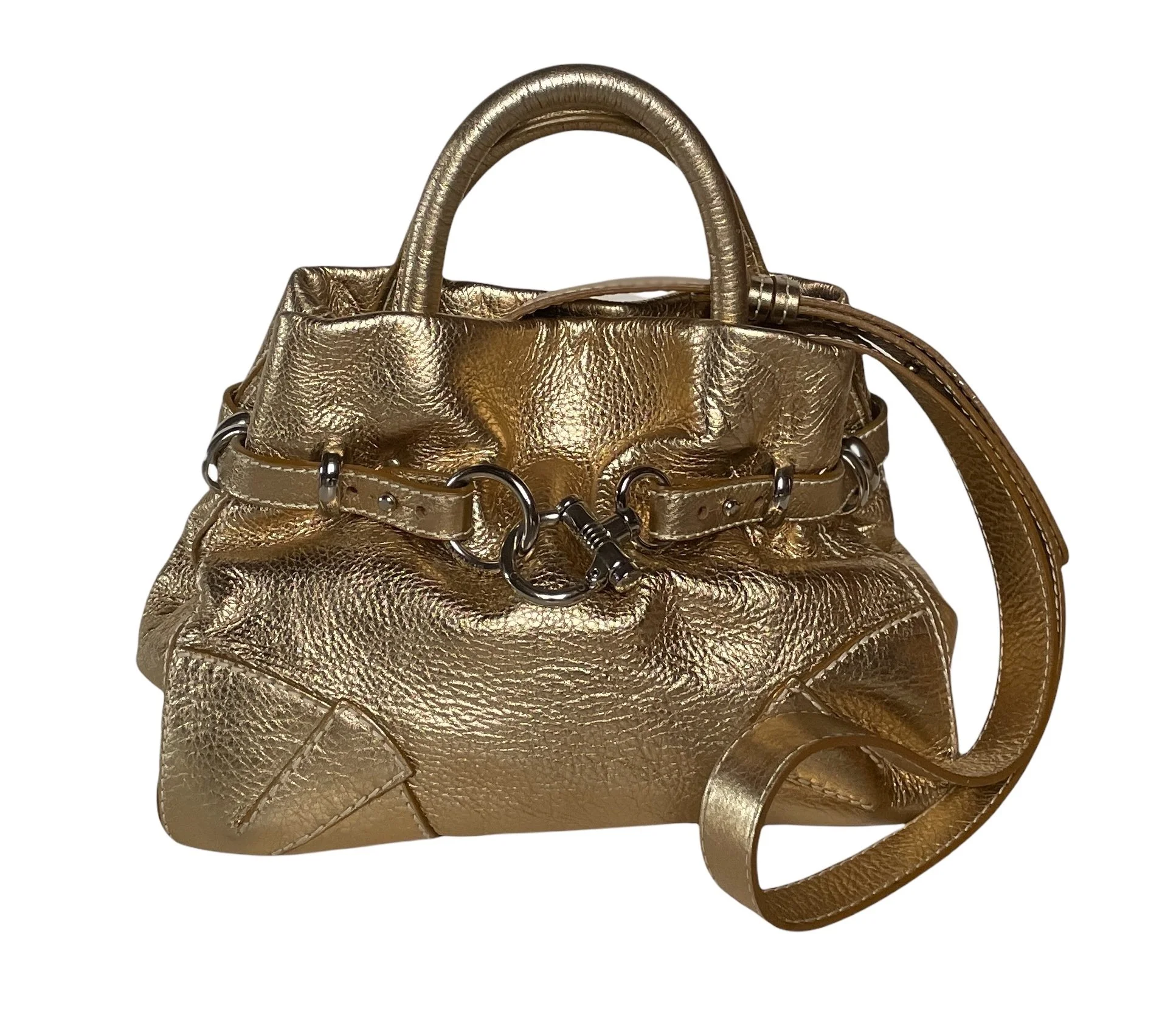 Sonia Rykiel Martha Gold Metallic Leather Handbag — Mia Luxury Vintage