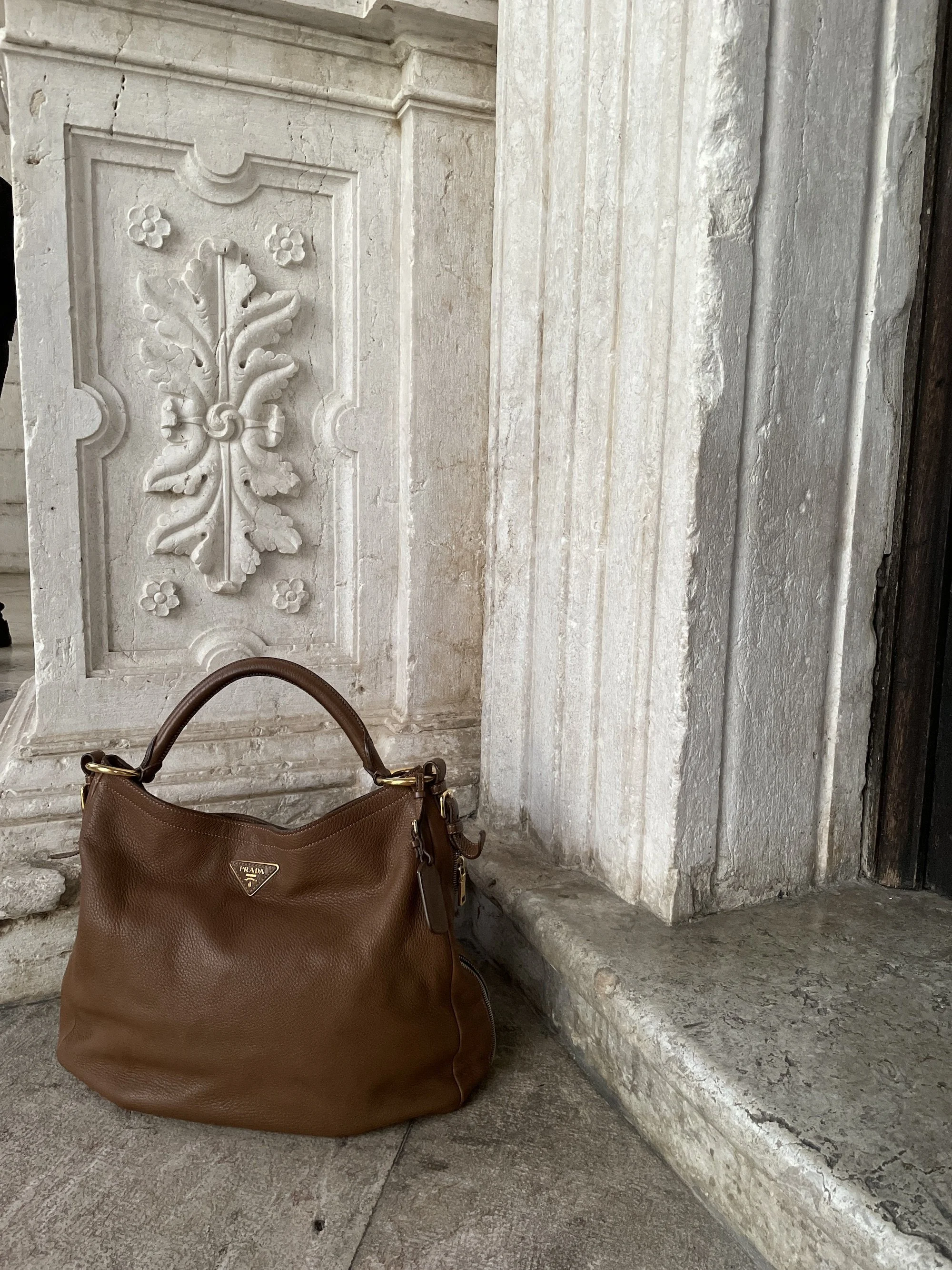 Prada Deerskin Camel Shoulder Bag