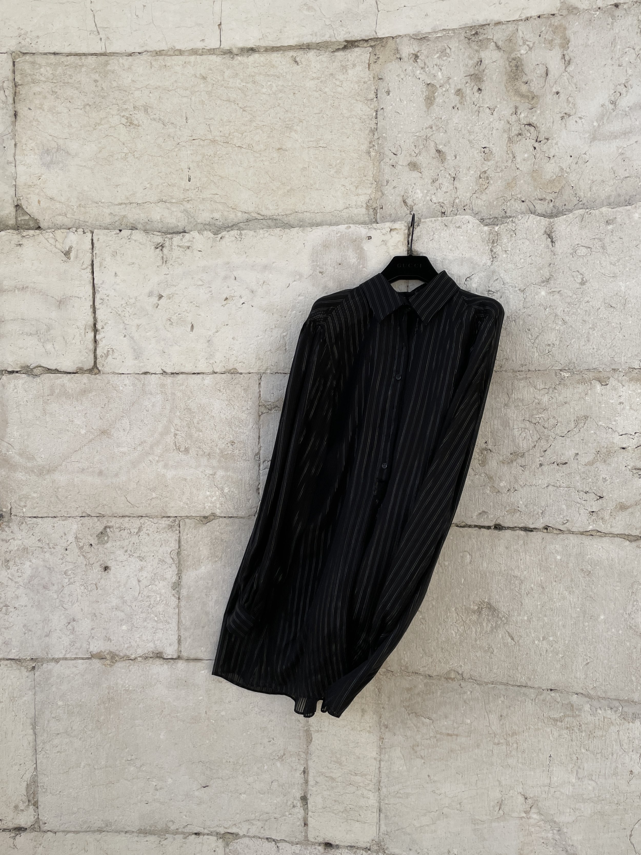 McQueen black &amp; silver striped shirt