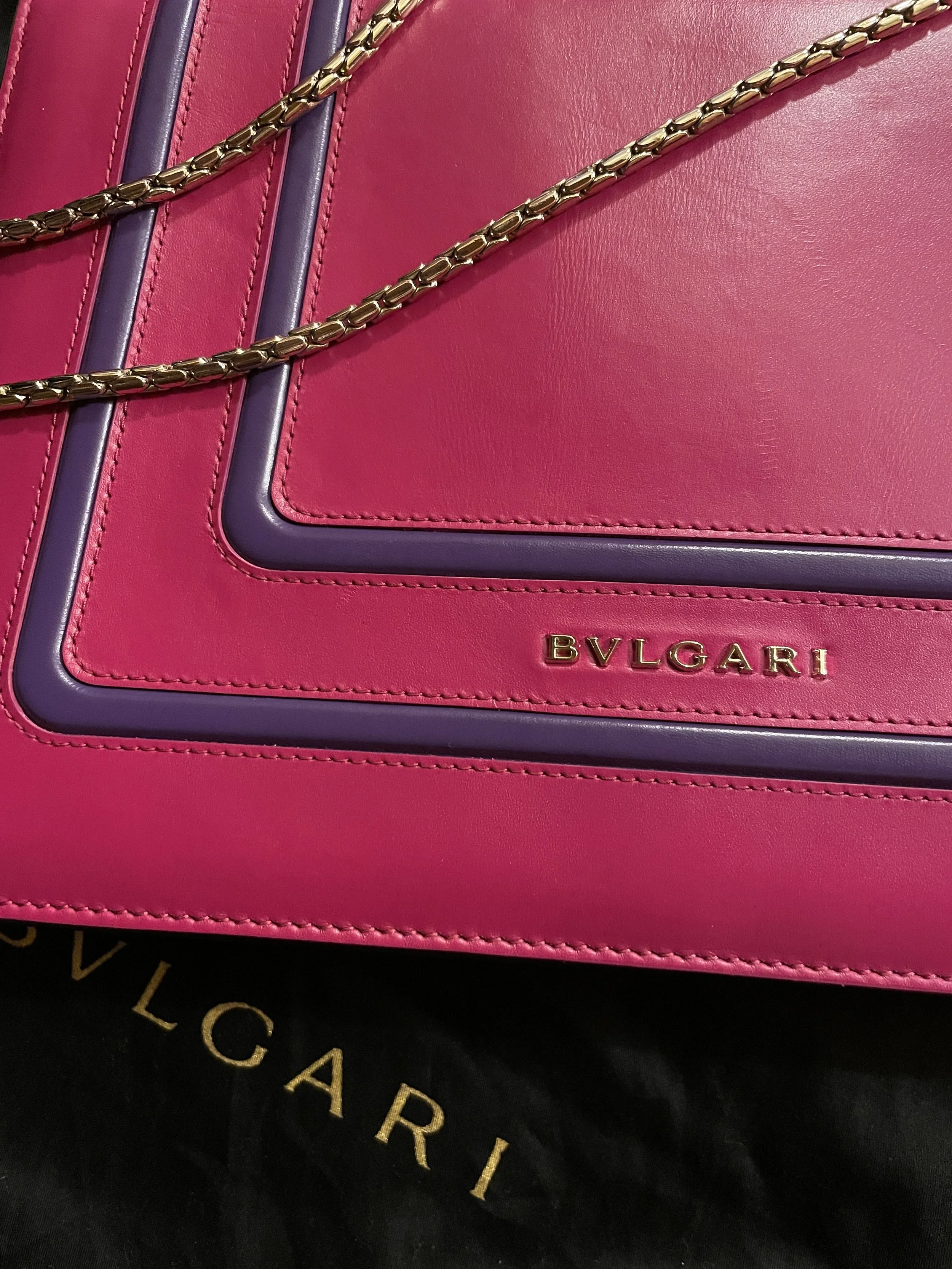 Bvlgari Serpenti Pink & Purple Leather Handbag