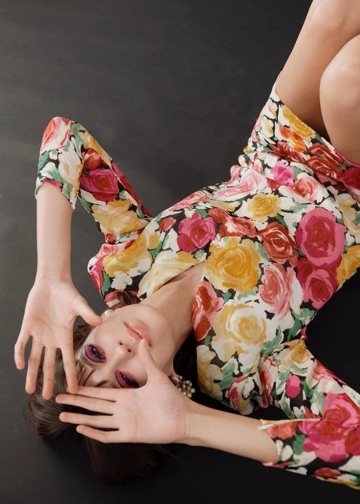 Christian Lacroix Luxe Label Vintage Rose Print Dress