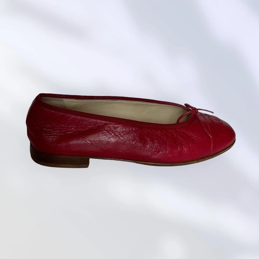 Chanel Red Ballet Flats