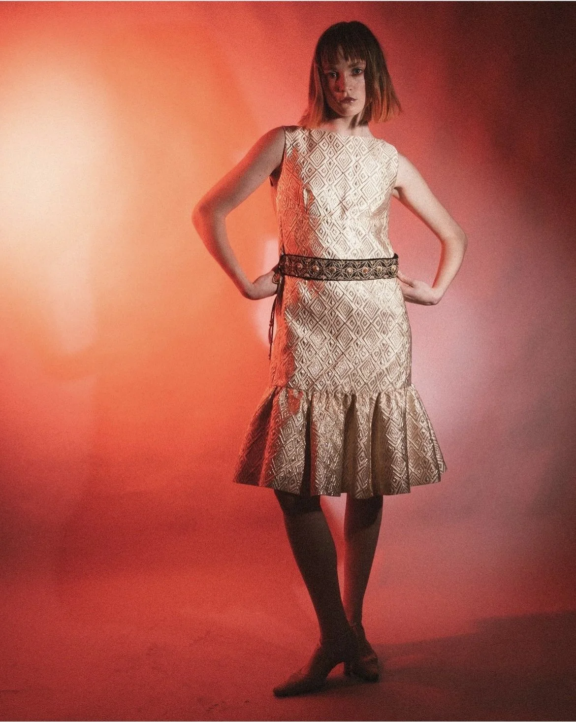 Max Mara Pianoforte Vintage Gold Lamé Dress — Mia Luxury Vintage 