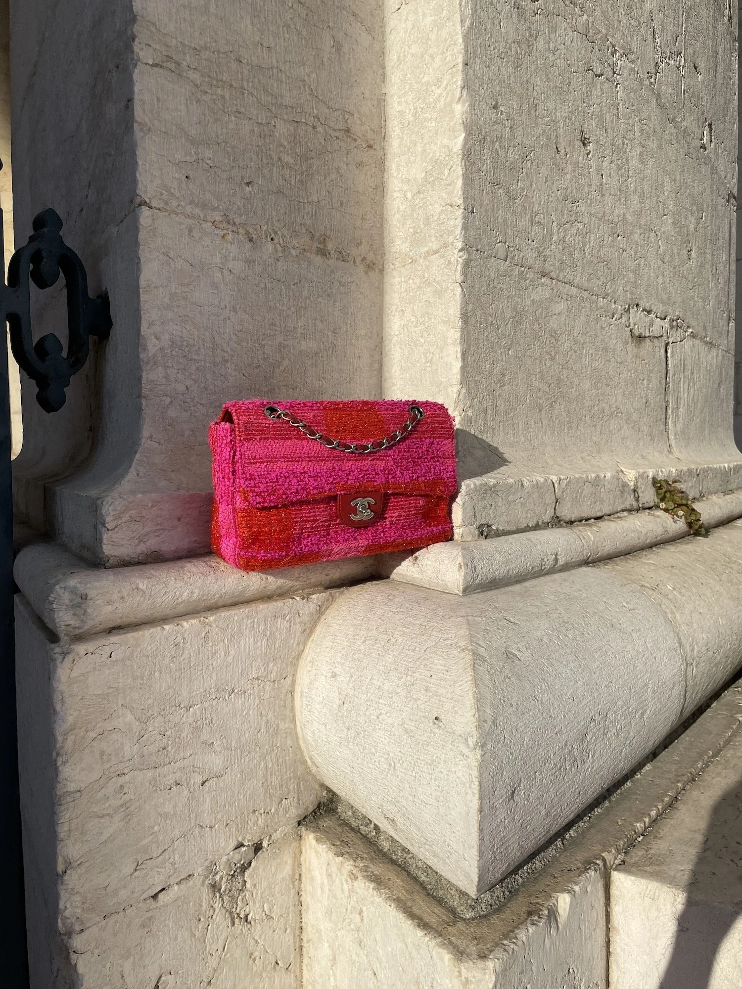 Chanel Vintage Timeless Tweed Pink handbag — Mia Luxury Vintage