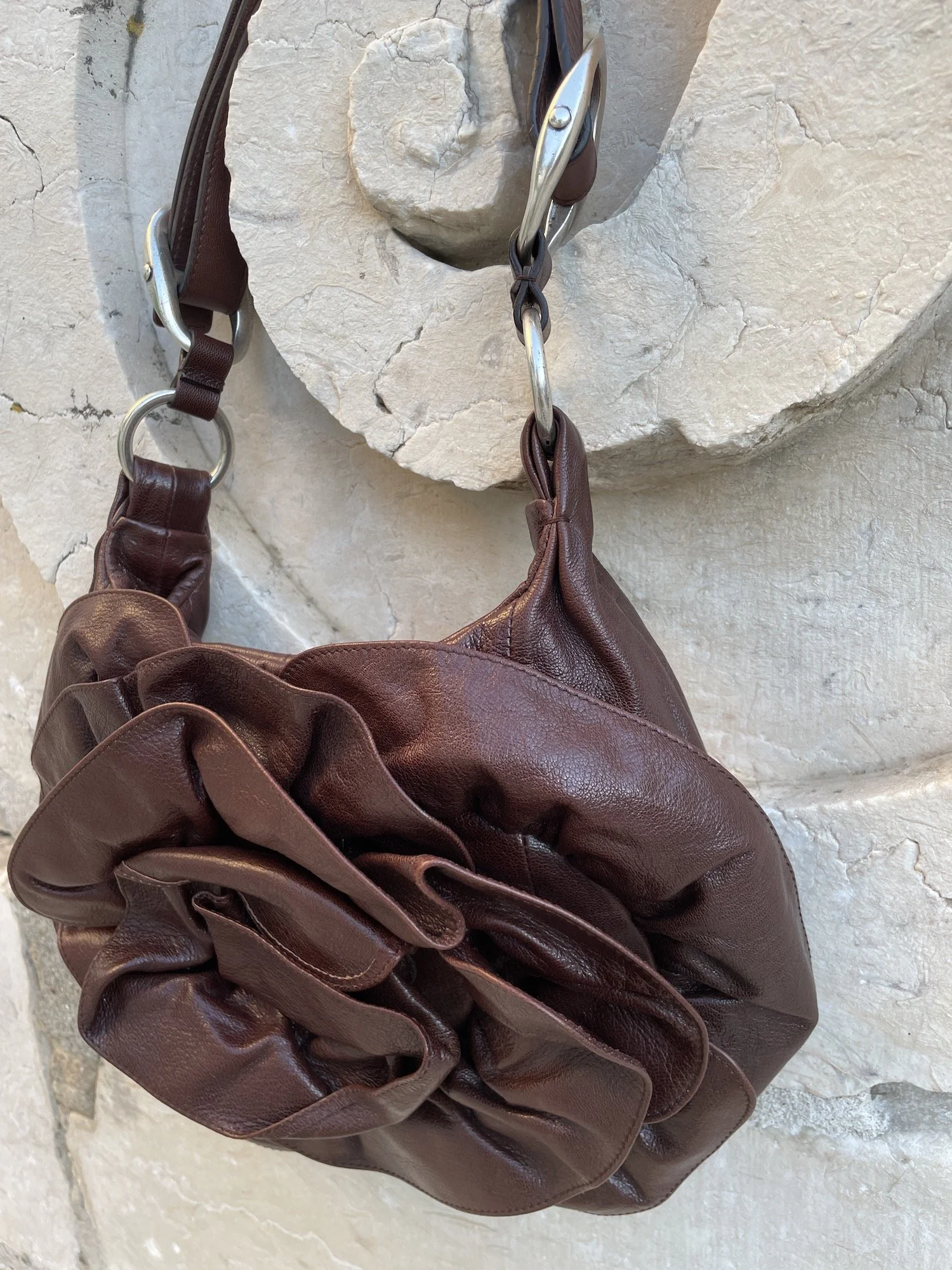 バッグ Yves Saint Laurent Naja Leather Shoulder Yves Saint Laurent Rive Gauche Nadja Rose Bag — Mia Luxury Vintage