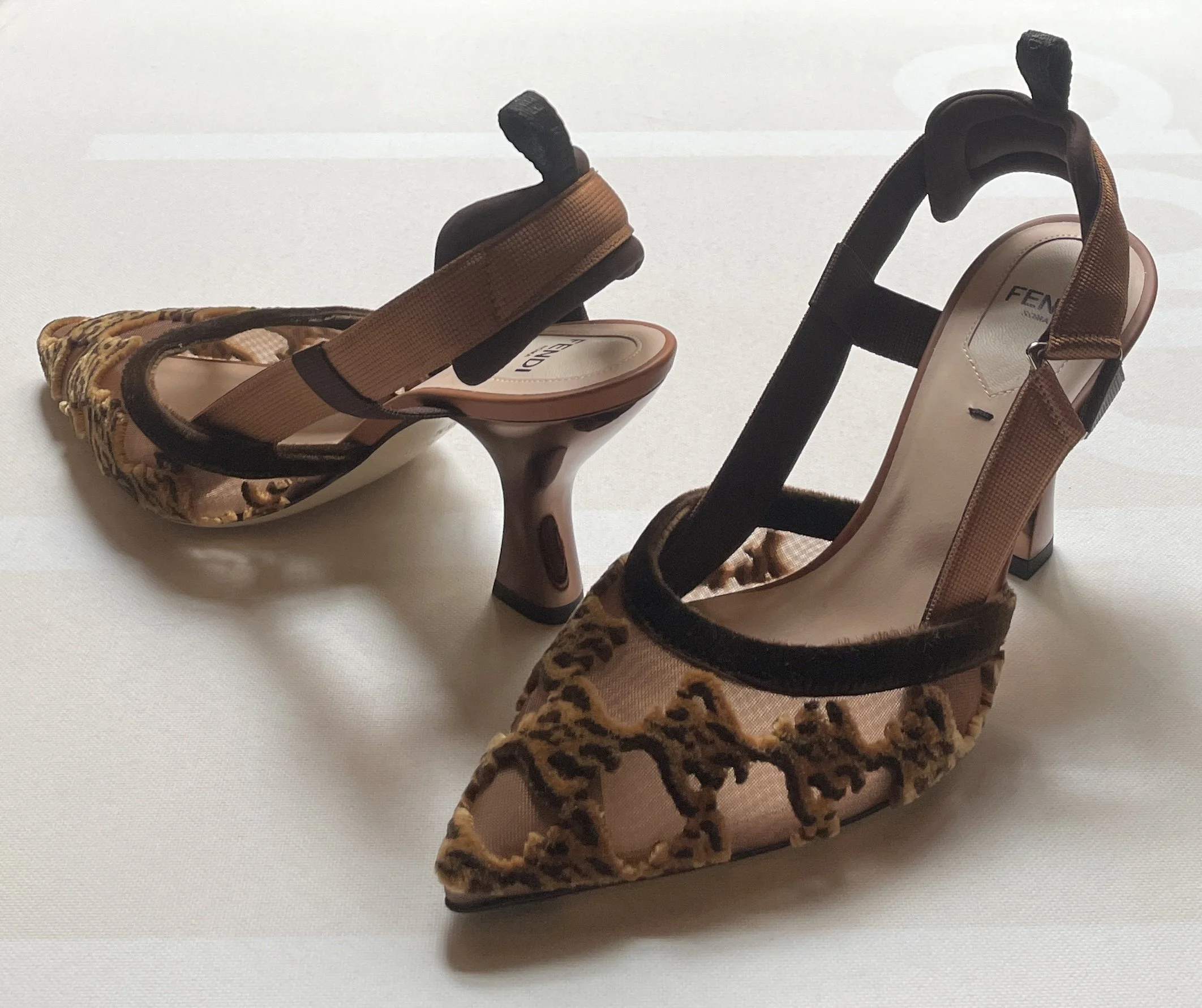 Fendi Colibri Brown Slingback Pumps