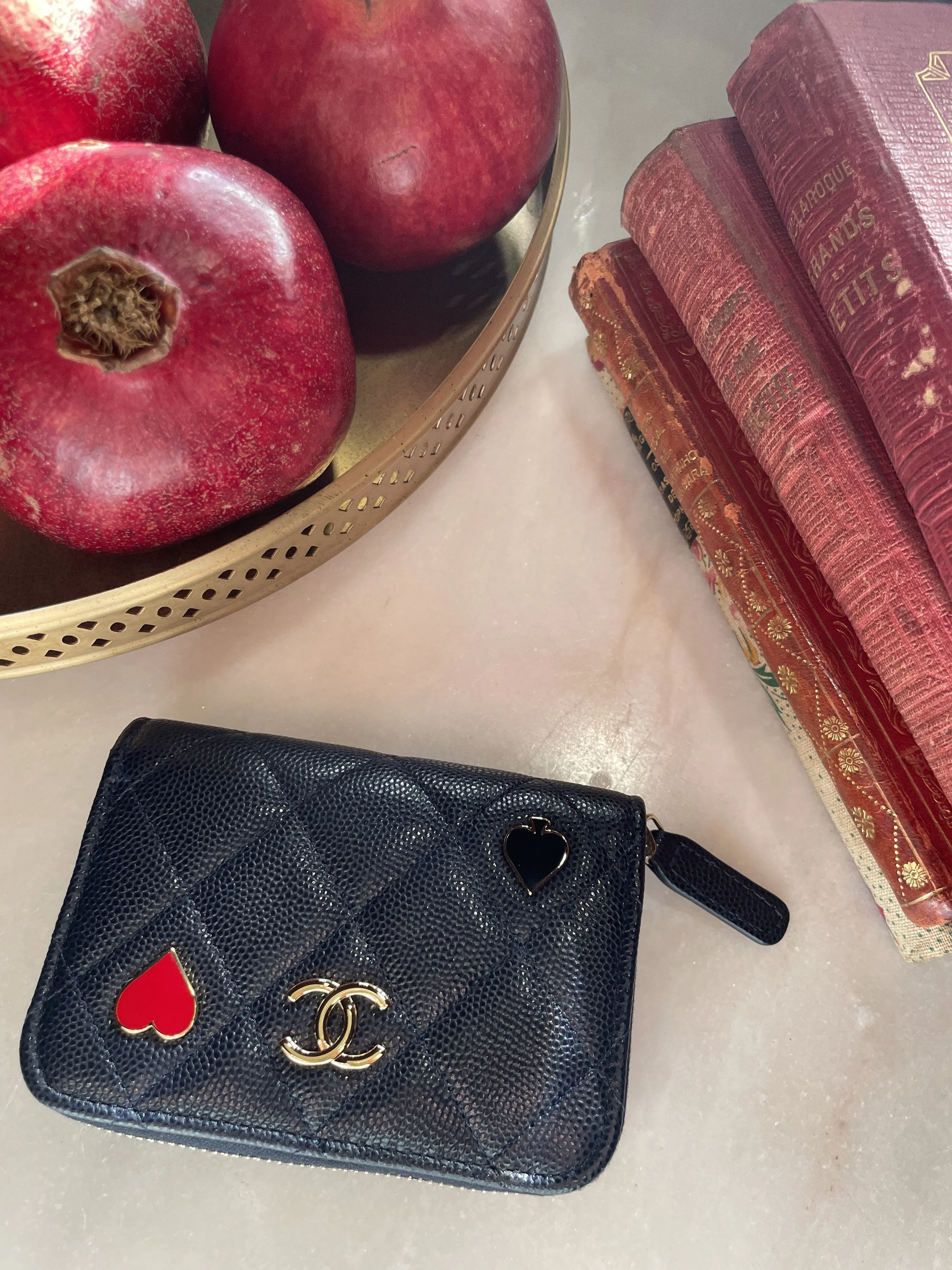 Chanel Ace & Heart Navy Leather Compact Wallet — Mia Luxury Vintage