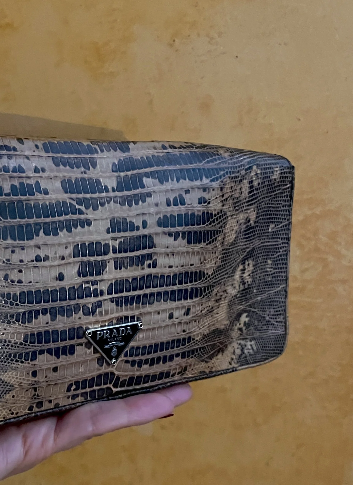Prada Lizard Embossed Clutch
