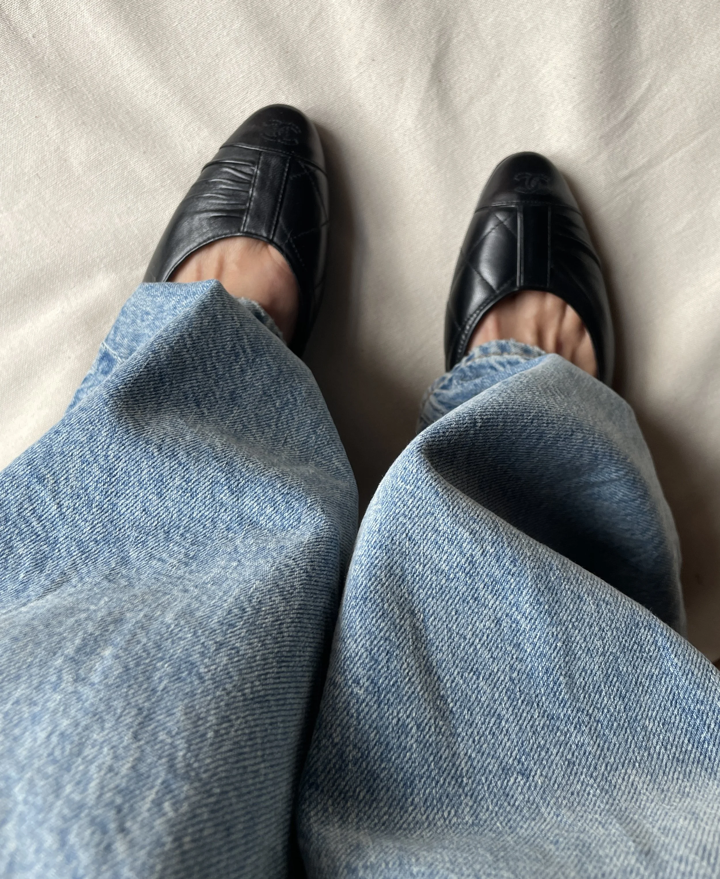 Chanel Black Leather Flats
