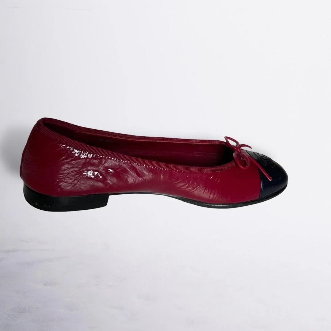 Chanel Bi-color Patent Leather Ballet Flats