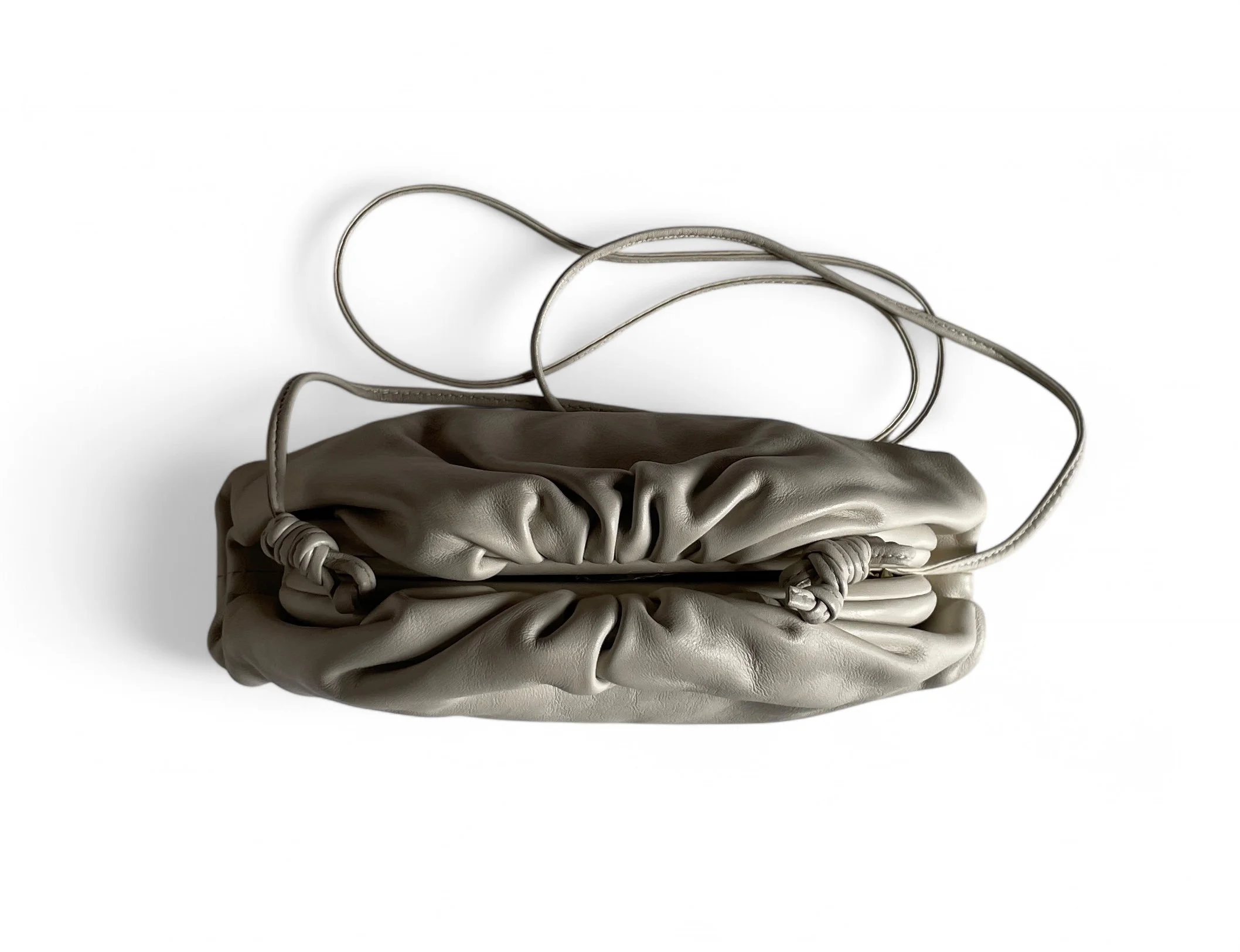 Bottega Veneta Mini Ivory Leather Pouch — Mia Luxury Vintage