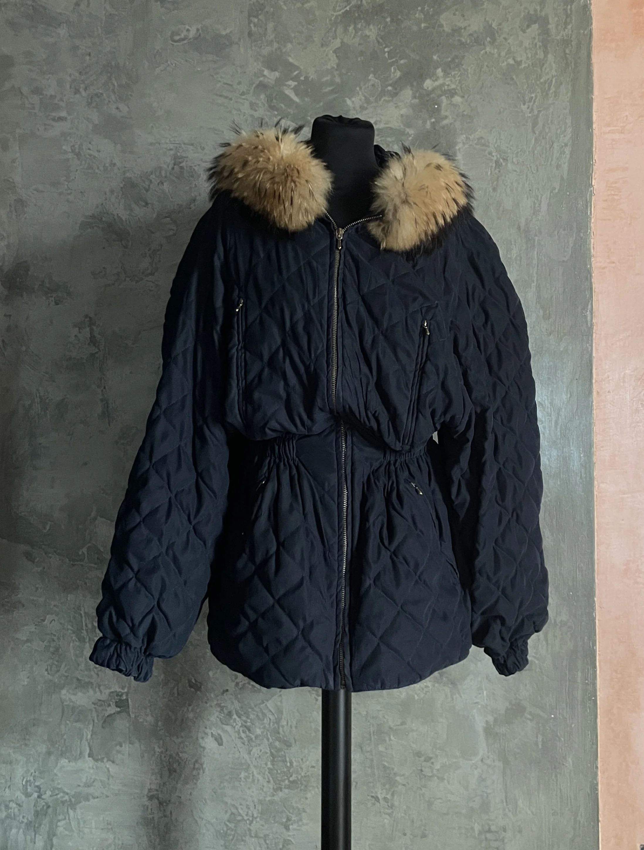 Hermès Vintage Blue Parka with Fox Fur