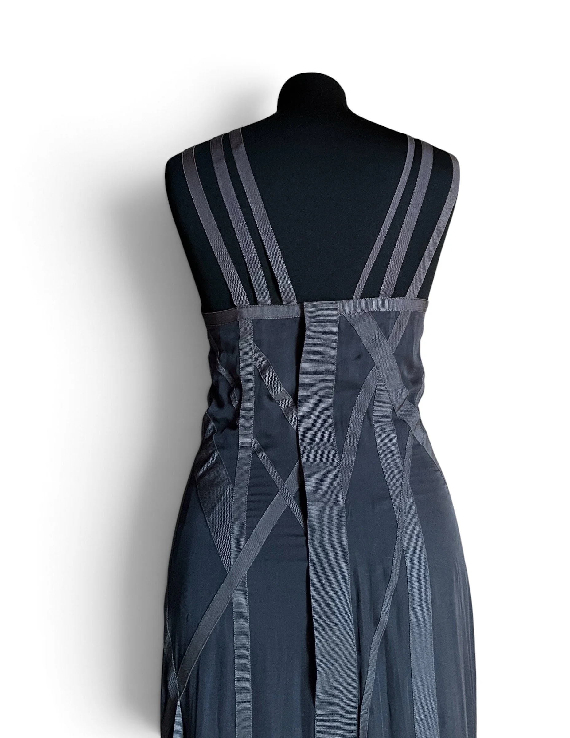 Chanel Fall 2002 Long Semi-Sheer Grey Silk Evening Dress