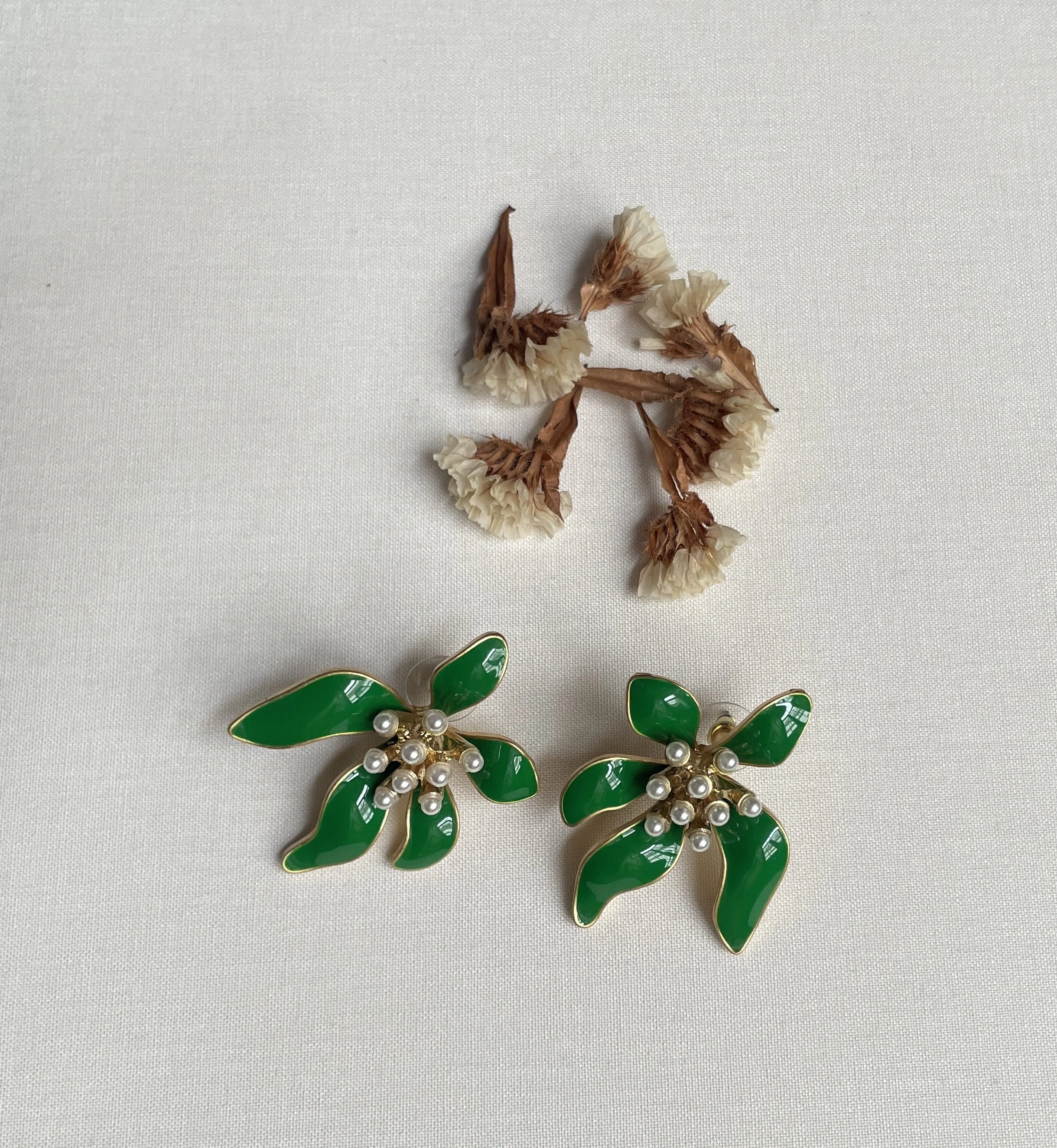 Oscar de la Renta Large Flower Earrings