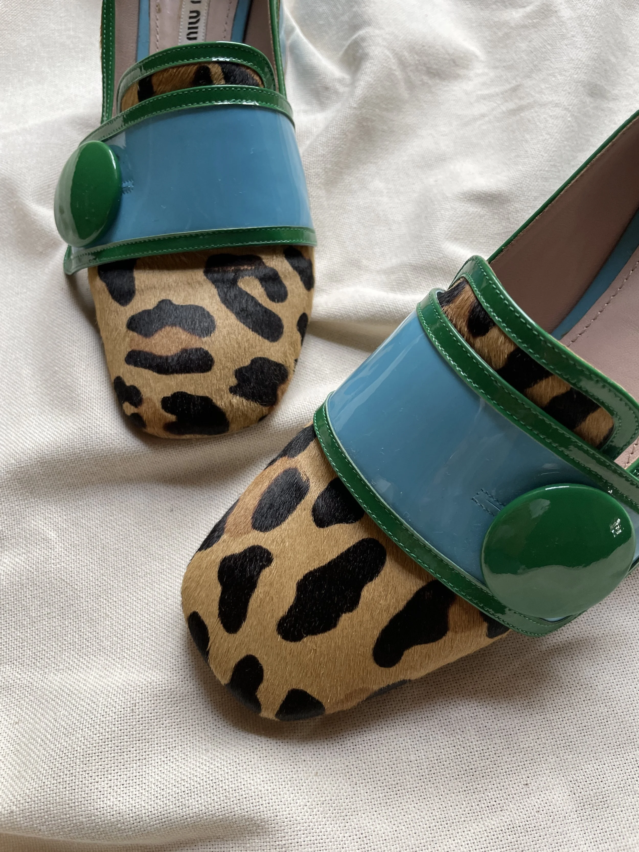 Miu Miu Pony Hair & Patent Leather Block Heels — Mia Luxury