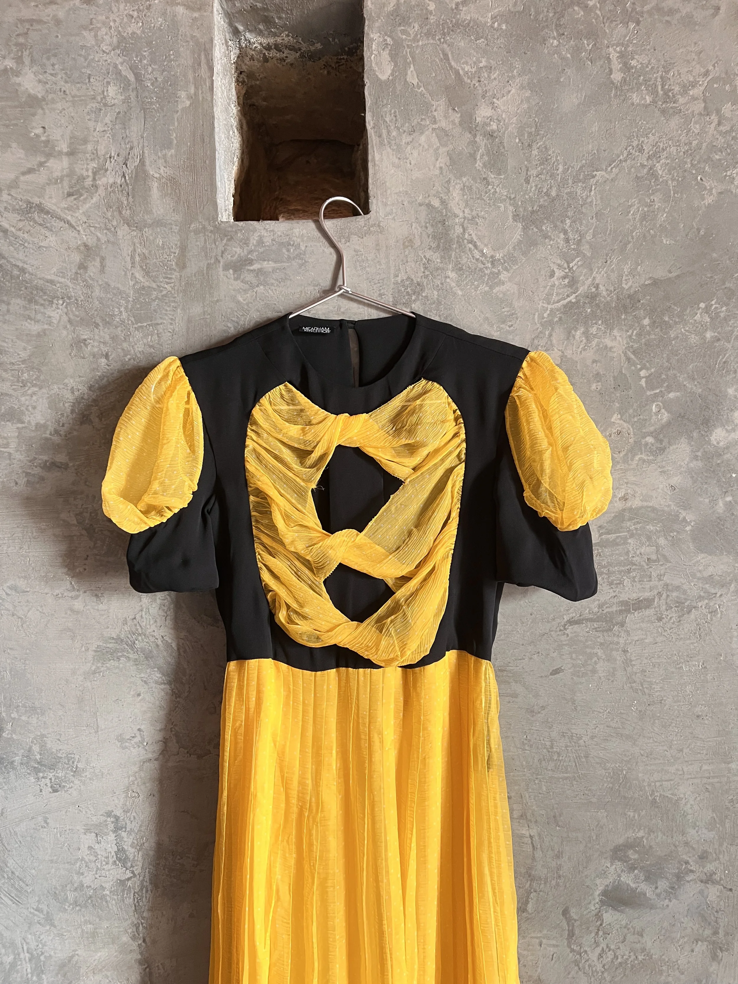 Meadham Kirchhoff Long Black & Yellow Lace Dress