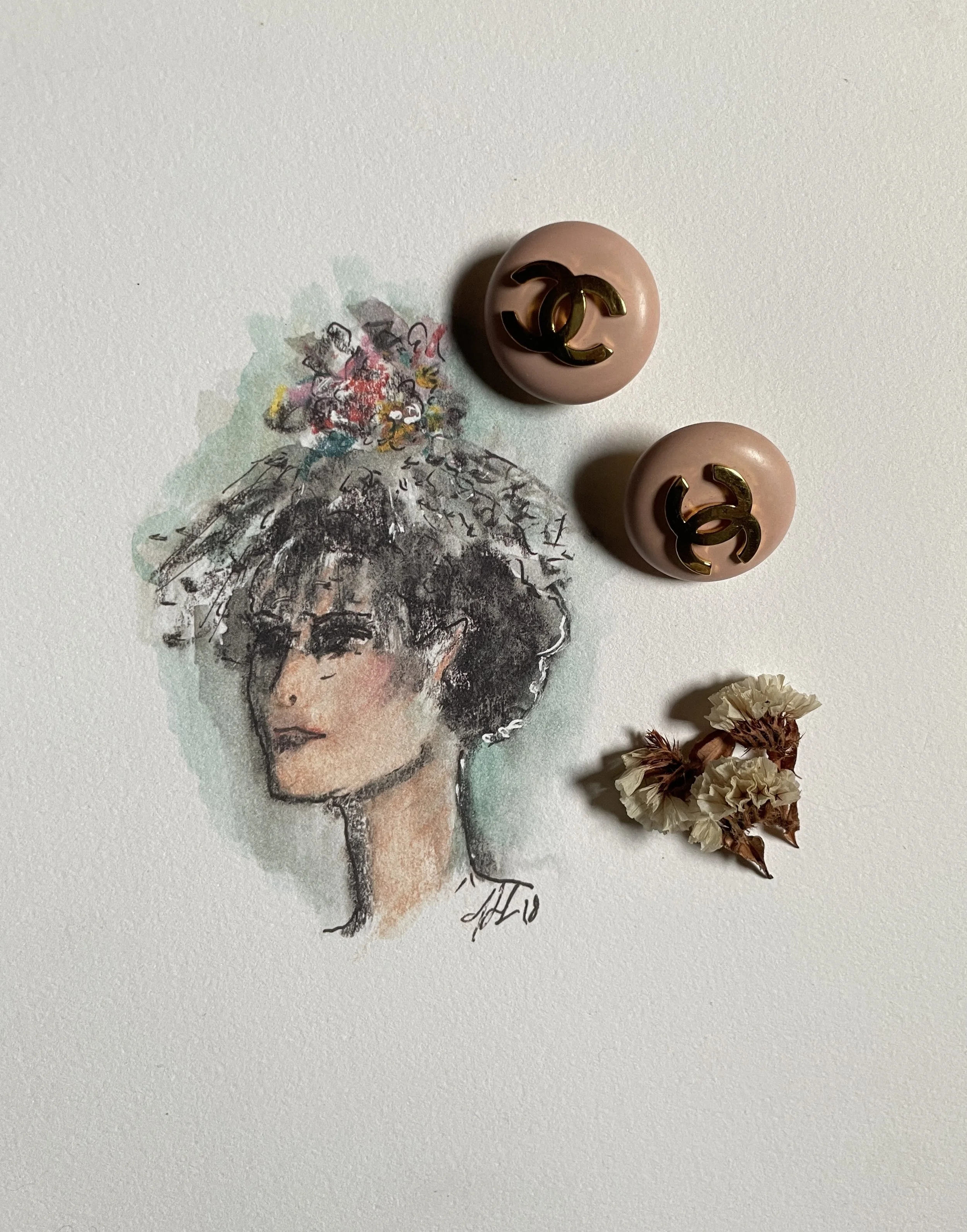 Chanel Vintage Pink CC Round Clip-on Earrings