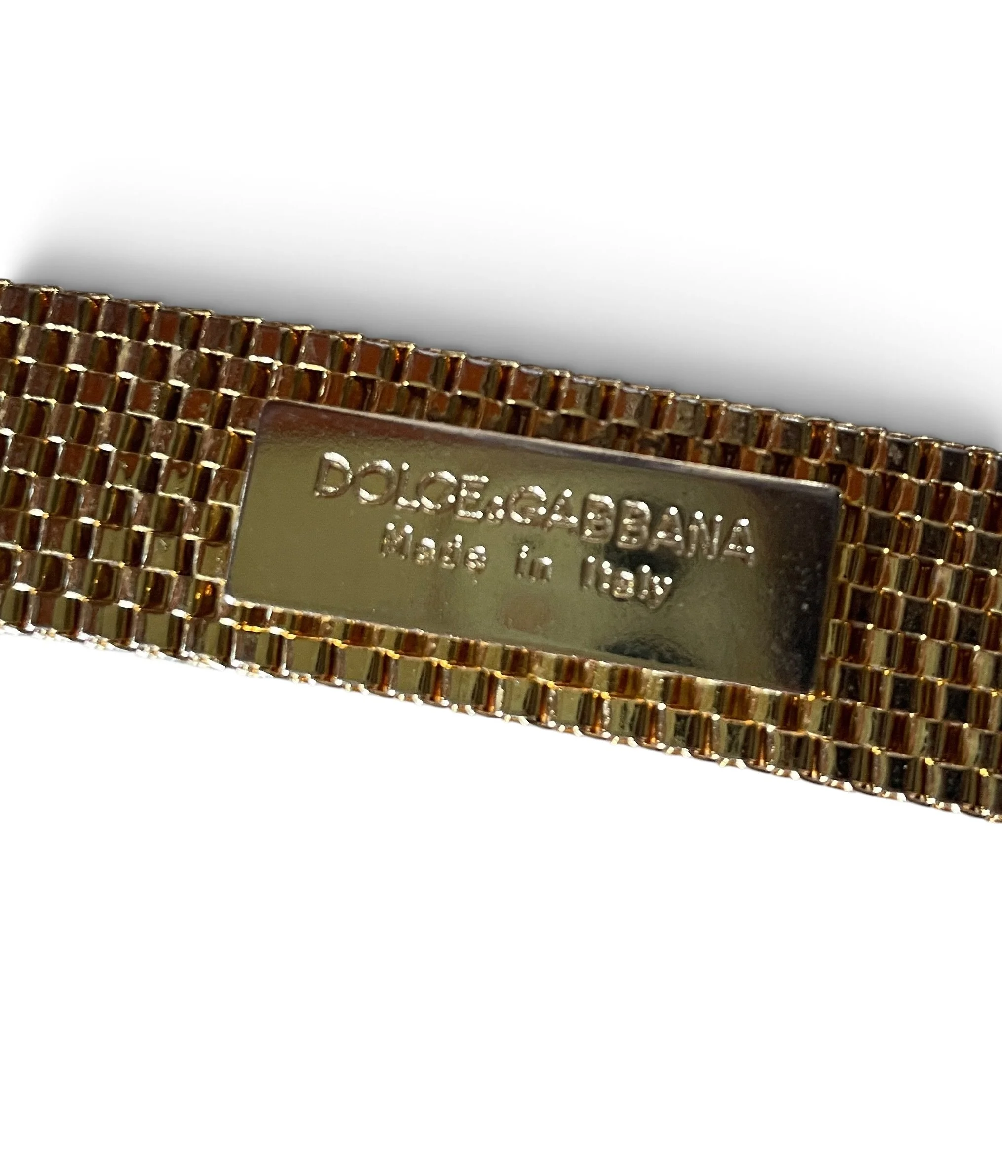 Dolce & Gabbana Vintage Gold Mesh Crystal Buckle Belt
