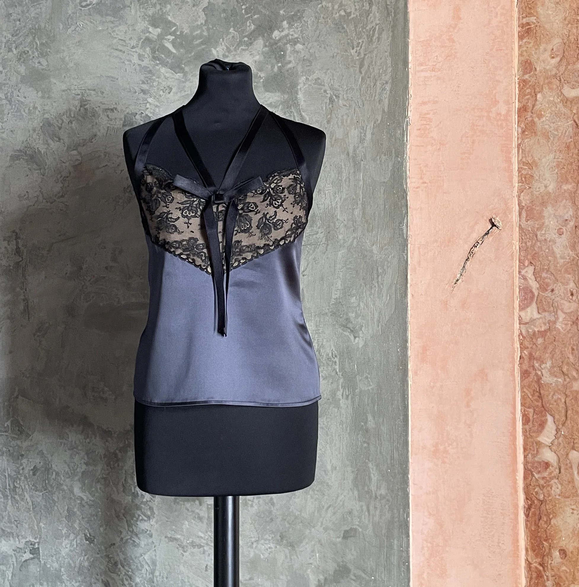 Chanel Vintage Satin and Lace Top